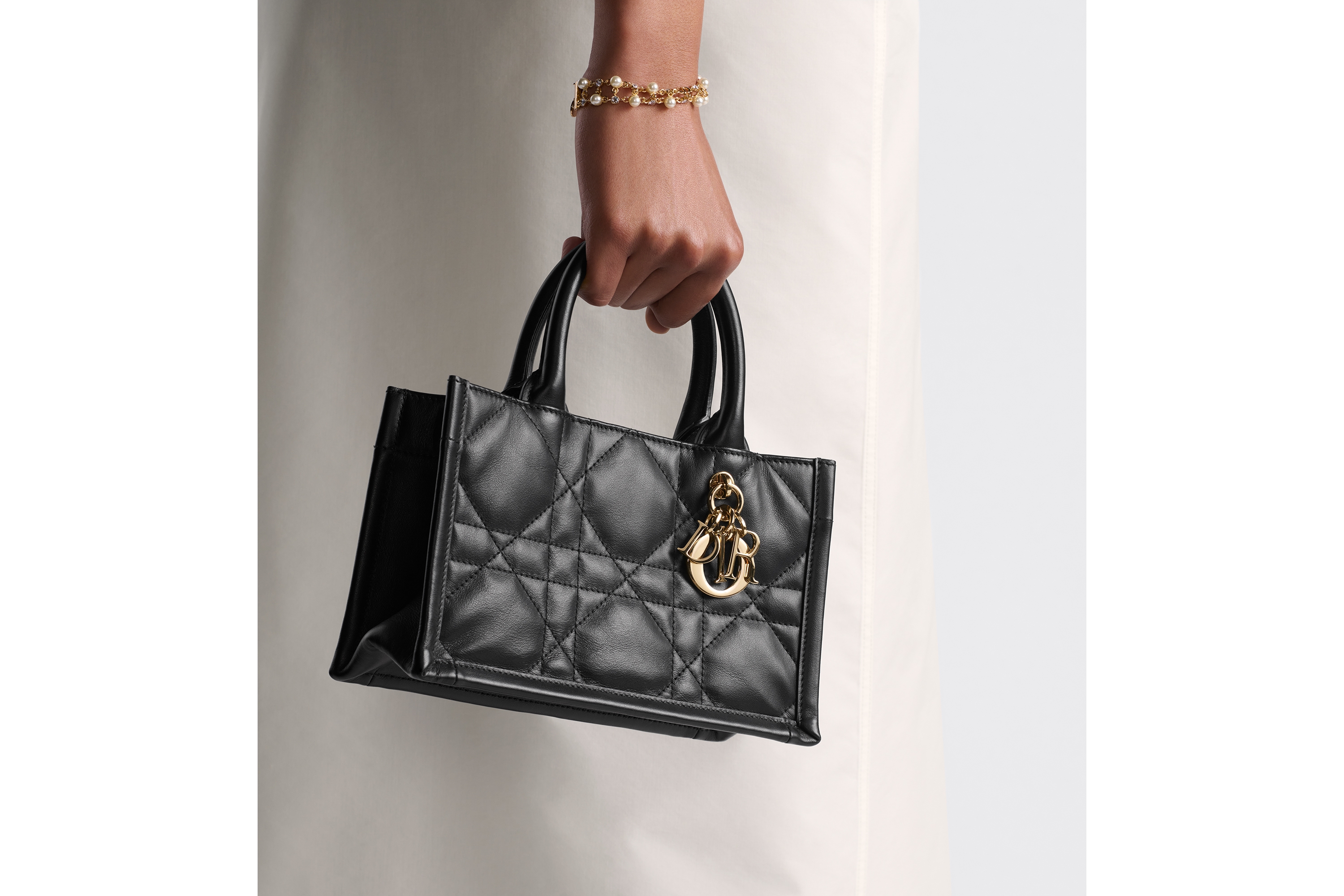 Look Mini Dior Book Tote Black Macrocannage Calfskin (21.5 x 13 x 7.5 cm) E10