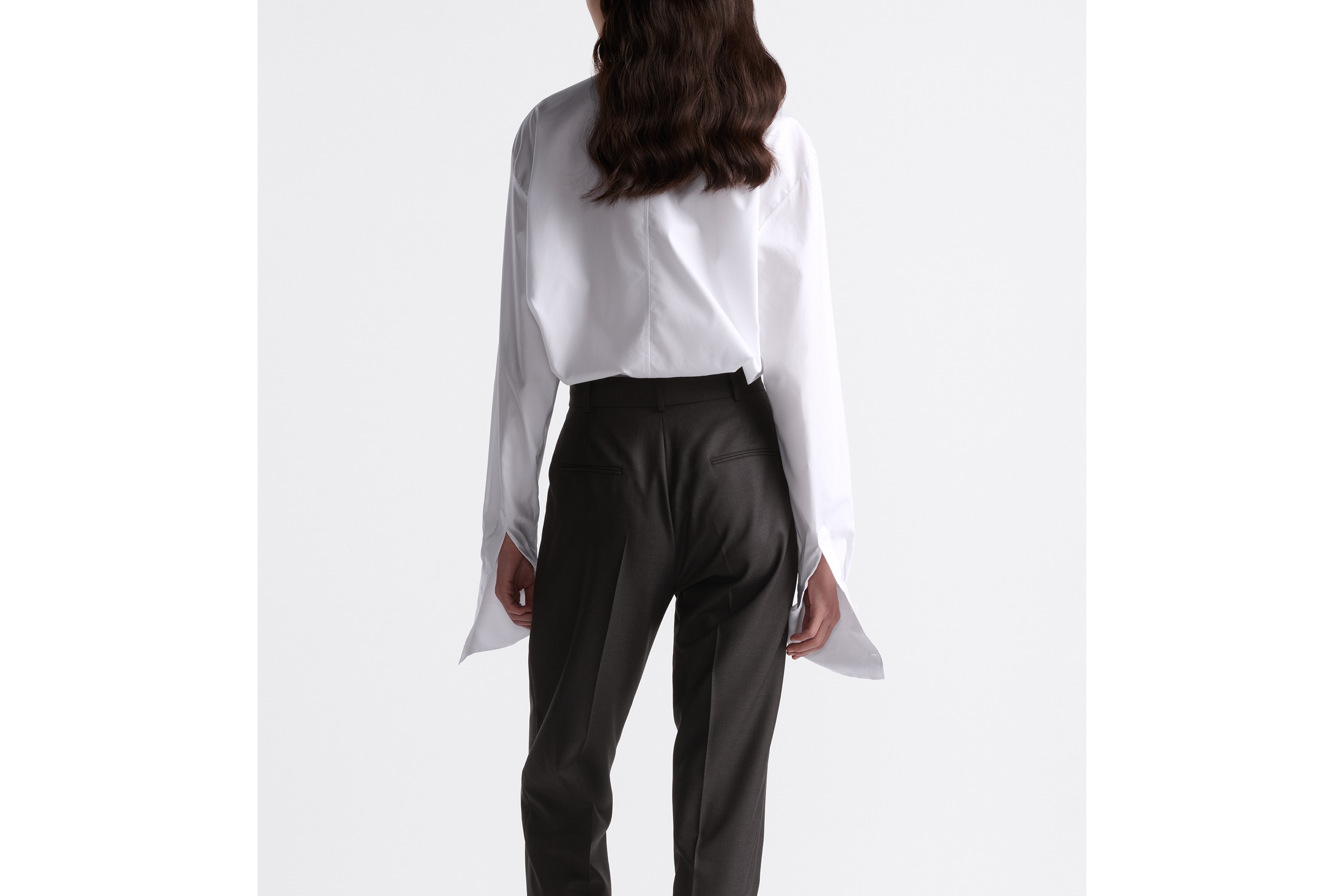 Ascot Blouse White Cotton Poplin E06