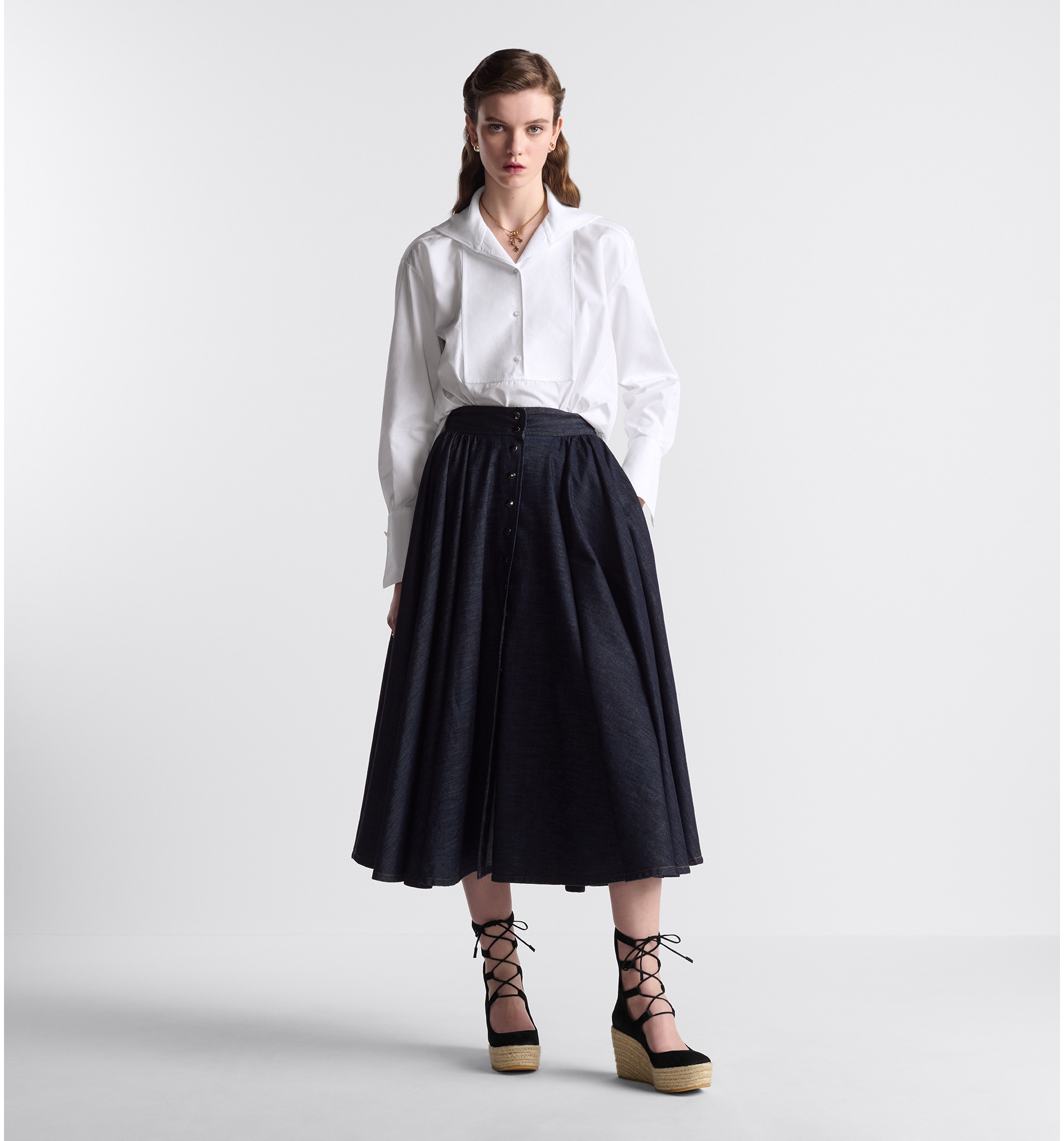 Mid Length Skirt with Snaps