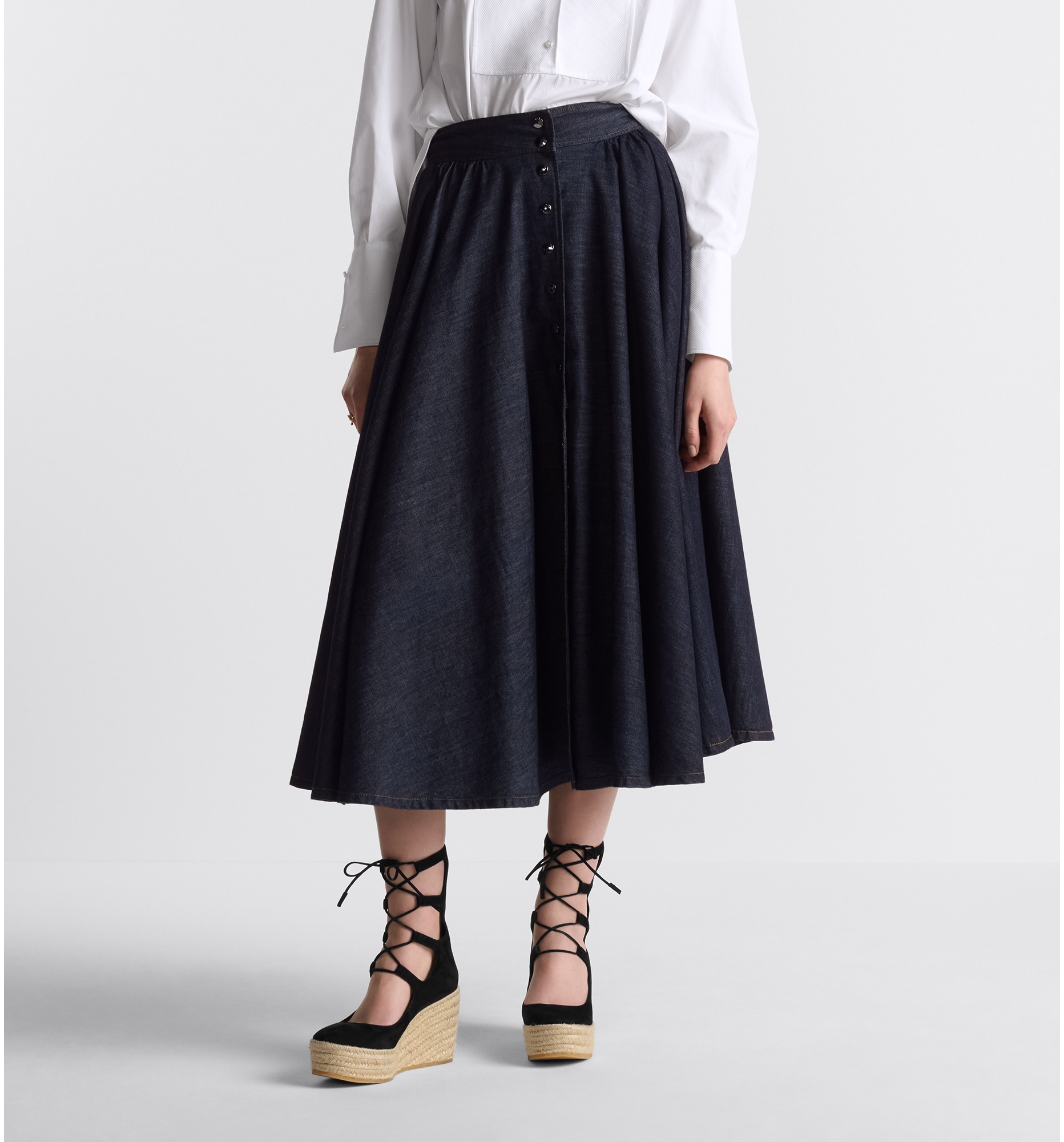 Mid Length Skirt with Snaps