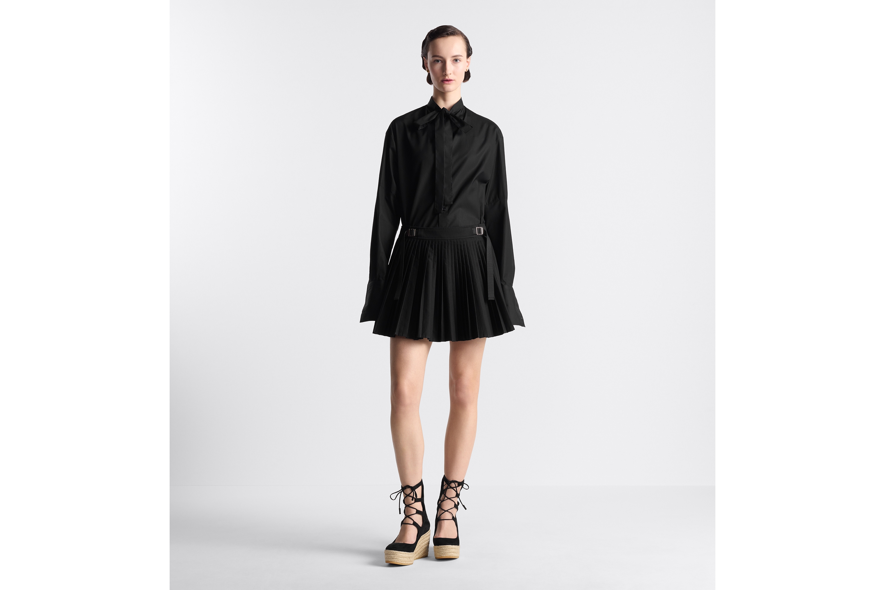 ディオール DIOR レザー スカート ブラック Mサイズ Christian Dior(クリスチャンディオール) メッシュ ロング