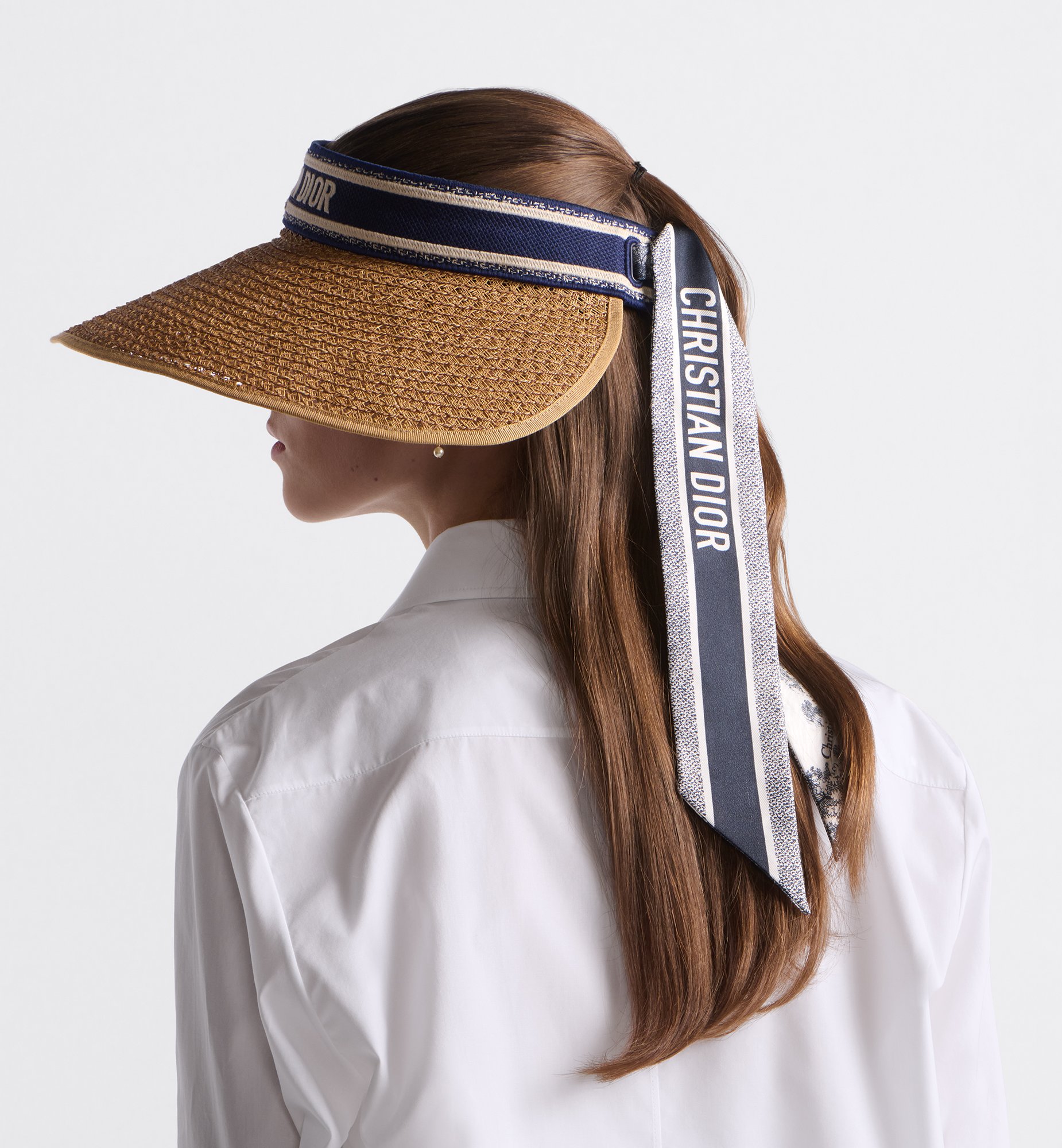 Dioriviera D-Ocean Visor with Mitzah Straw with Navy Blue Dioriviera D-Ocean Visor with Mitzah Straw with Navy Blue