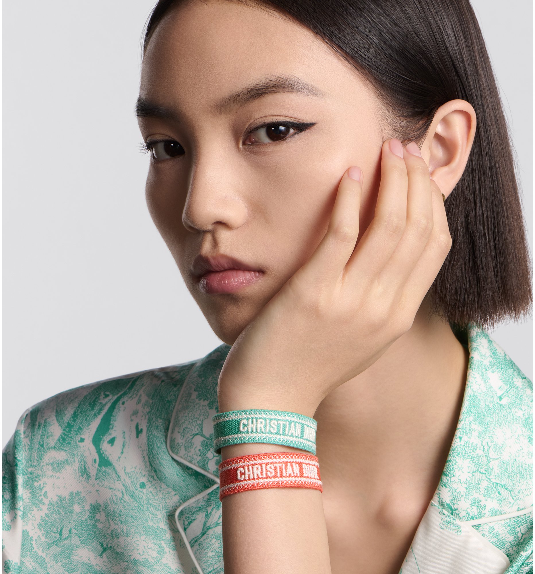 Dioriviera Christian Dior Bracelet Set Aquamarina and Coral Embroidery DIOR