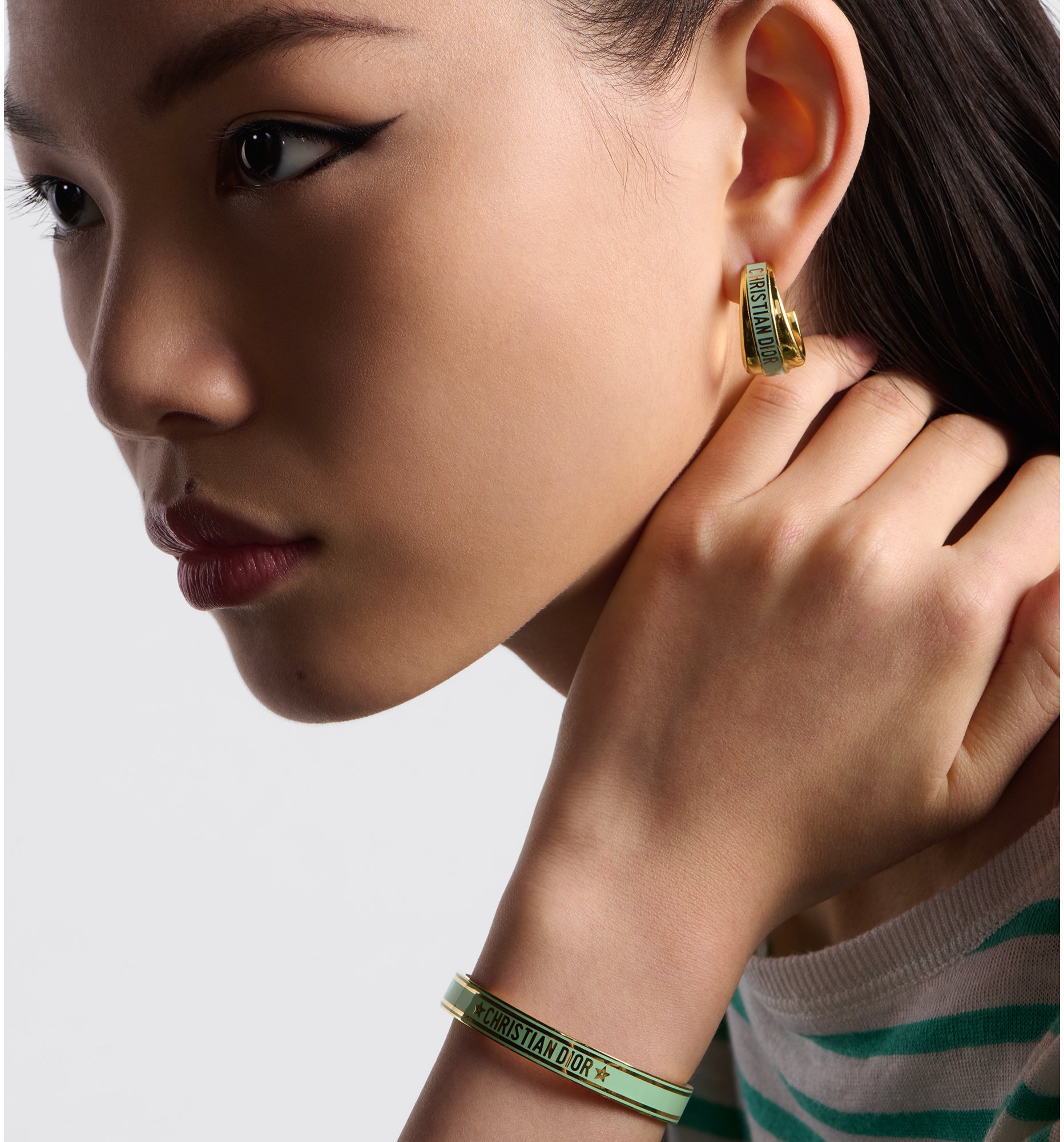 Dior Code Bangle Gold Finish Metal and Pastel Mint Lacquer DIOR