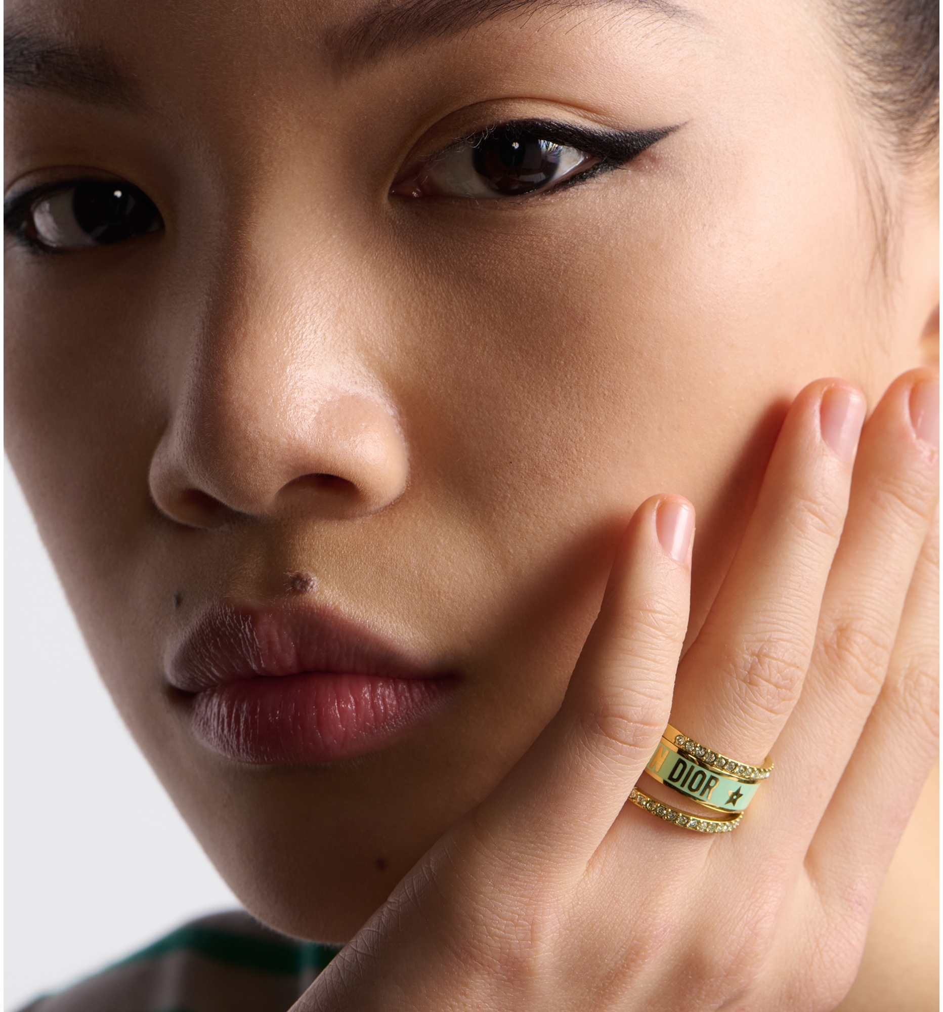 Dior Code Ring Set Gold-Finish Metal with Peridot Green Crystals and ...