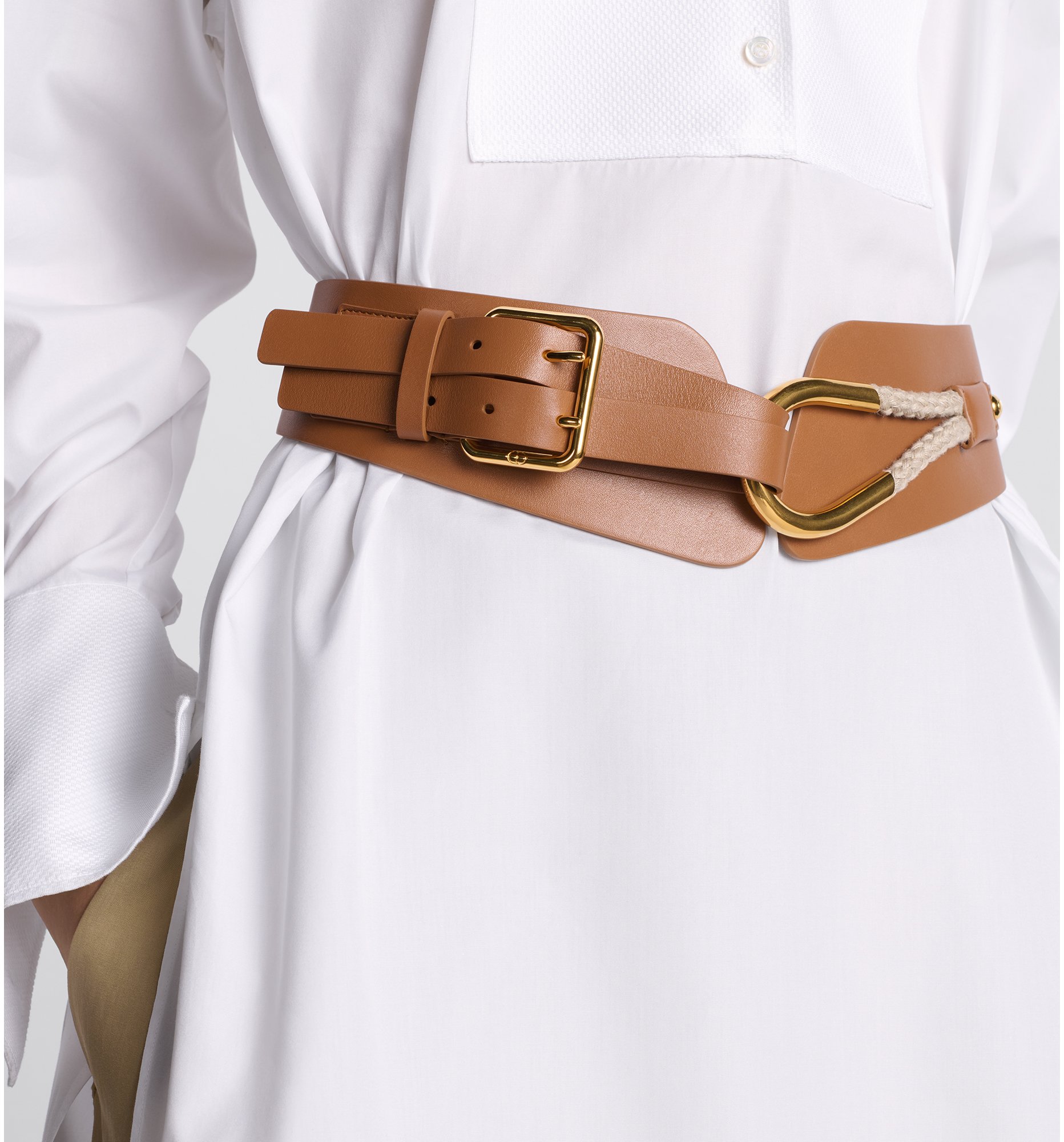 Dior Nolita Belt Brown Smooth Calfskin and Rope 80 MM DIOR