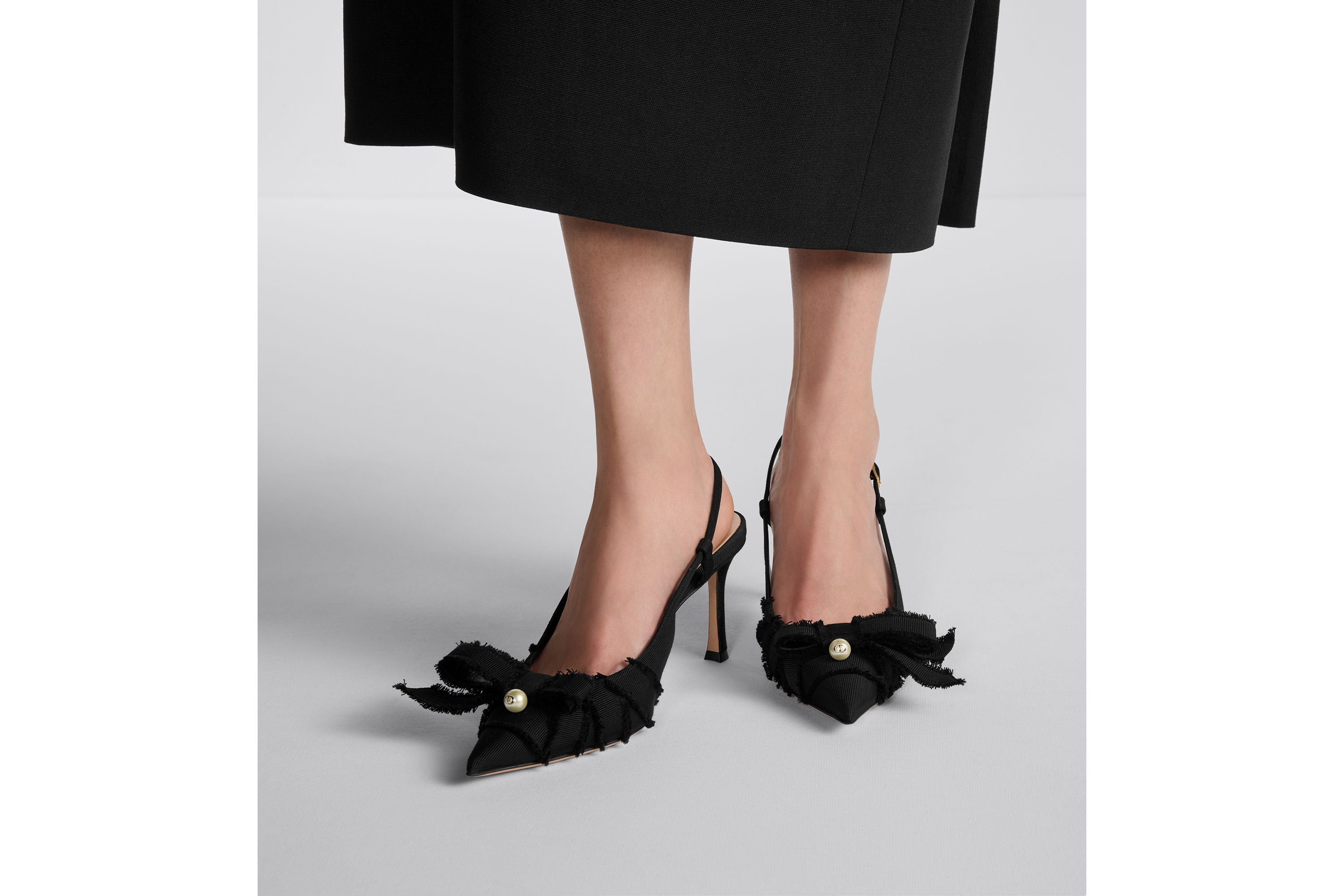 Look Adiorable Slingback Pump Black Fringed Grosgrain E14