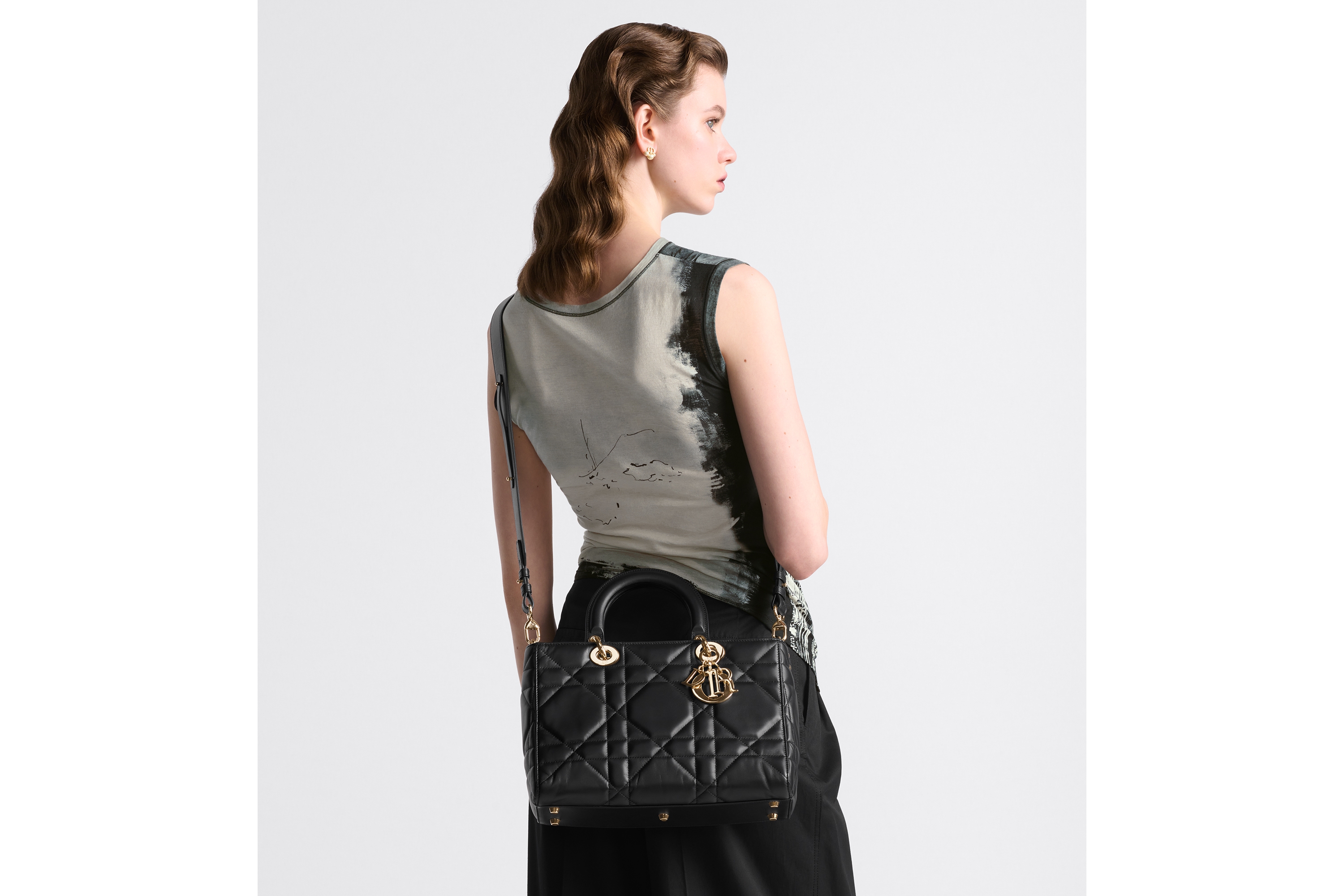CD Black Magpie 24 Lady Dior Bag Canvas 336688
