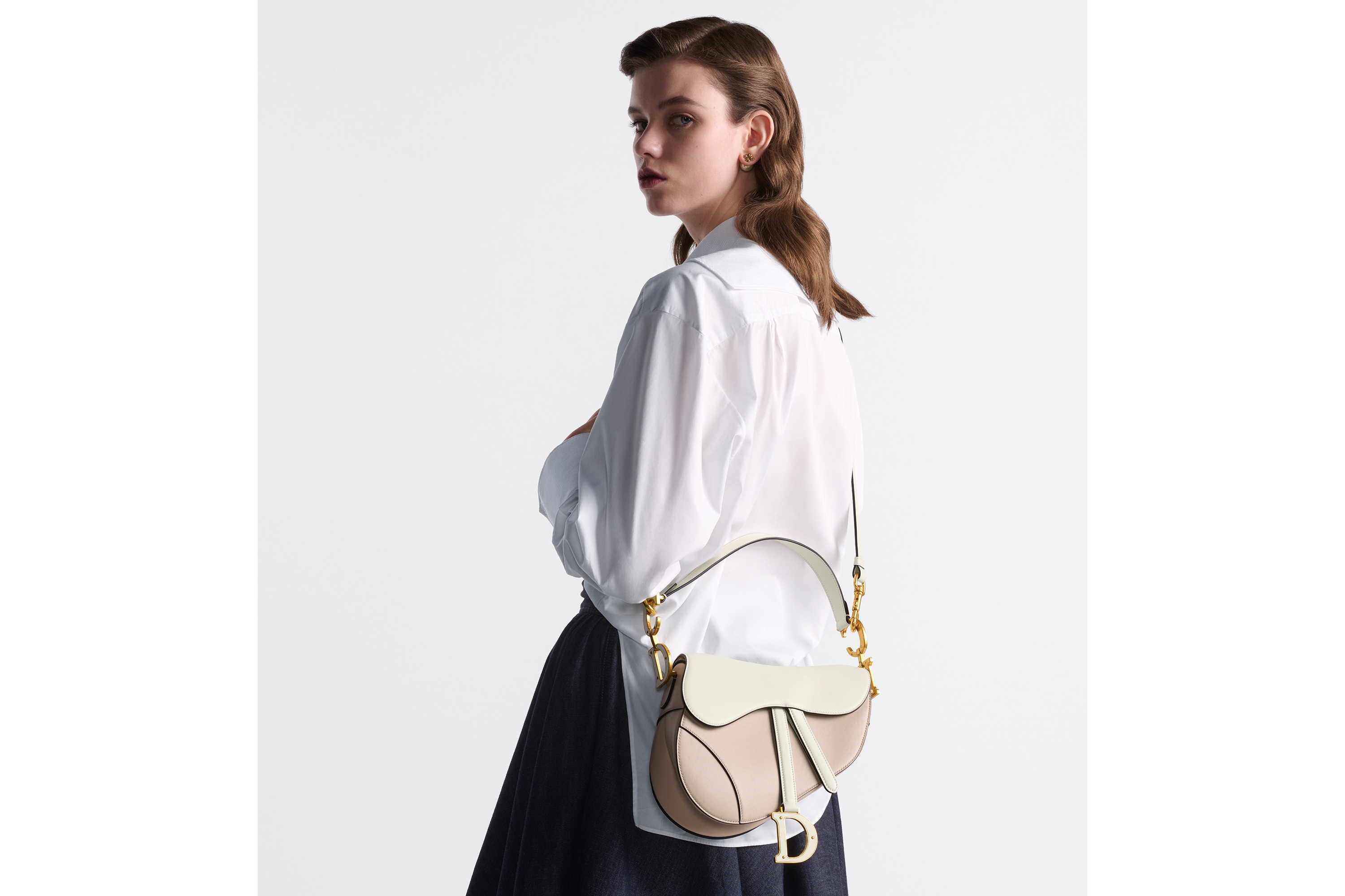 Dior Saddle グローブ Auth DIOR/ChristianDior Saddle Gloves 25GLO754G501 Dark Navy Beige