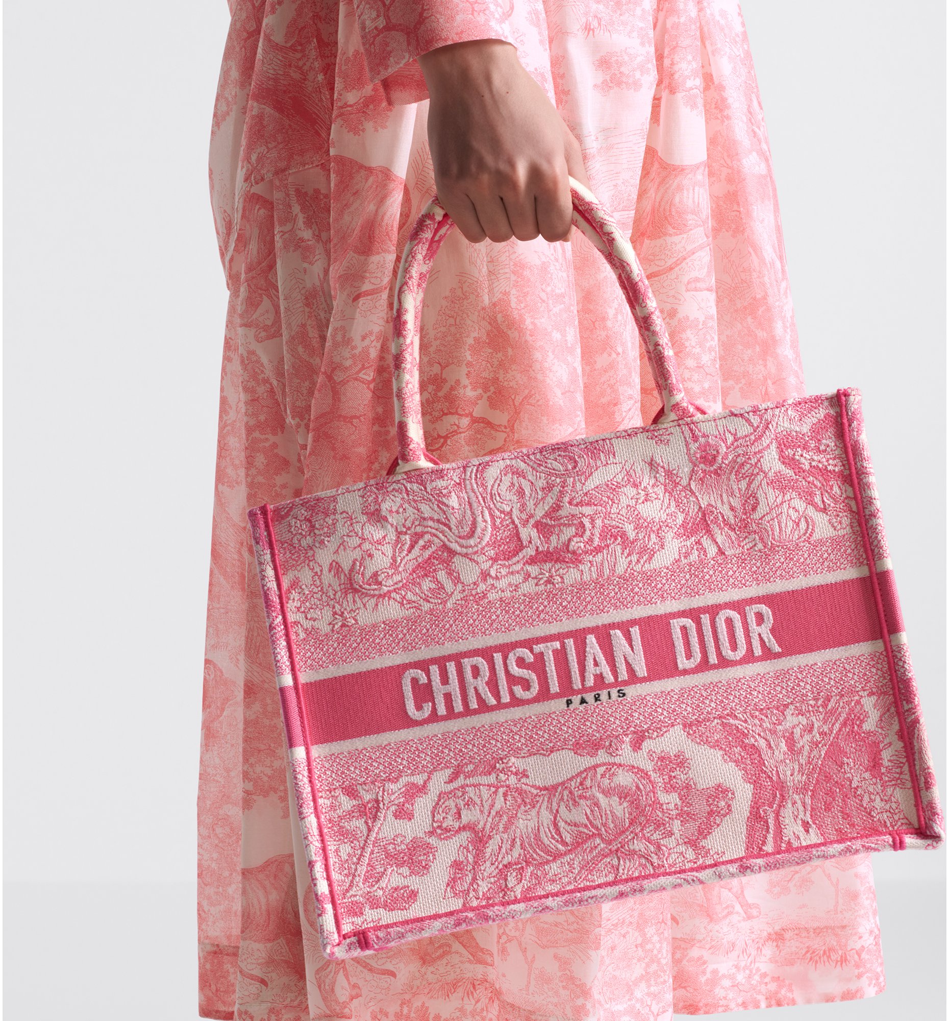 Medium Dioriviera Dior Book Tote Candy Pink Toile de Jouy Embroidery 36 x 27.5 x 16.5 cm DIOR