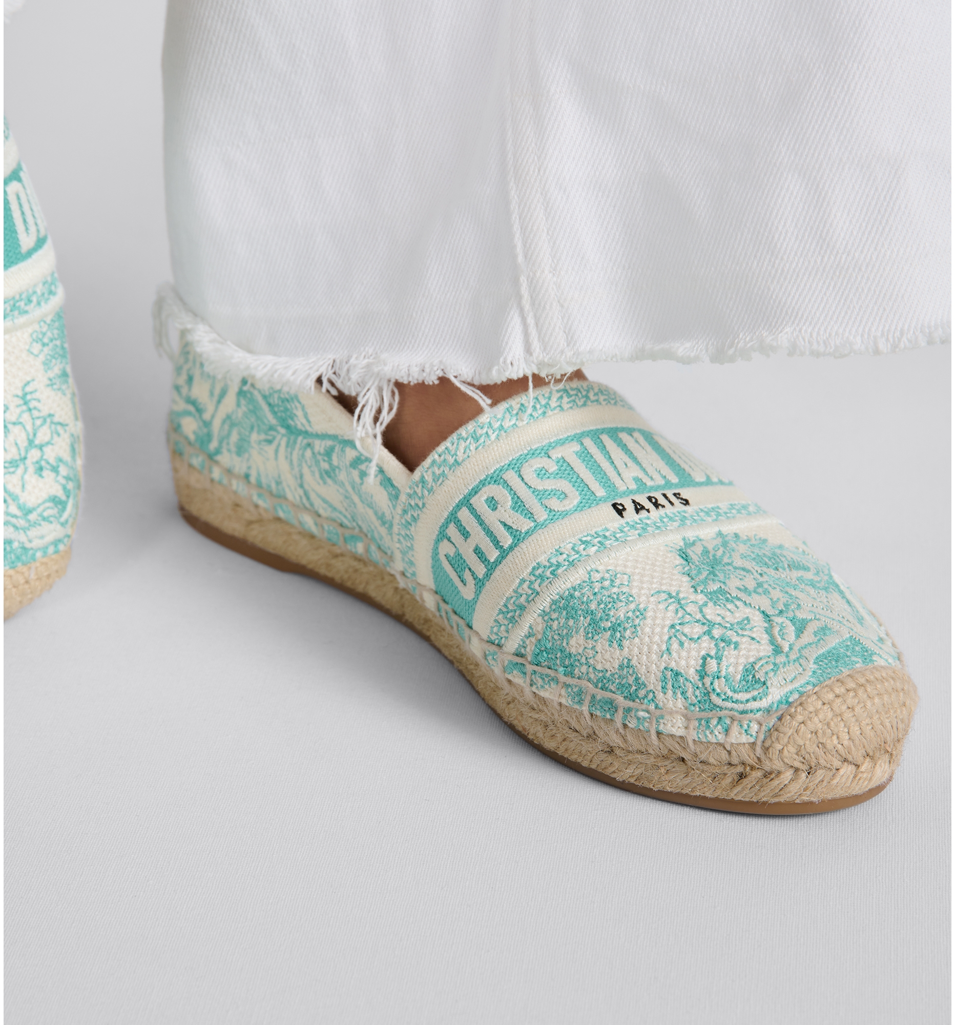 Dioriviera Dior Granville Espadrille Cotton Embroidered with Aquamarina Toile de Jouy Sauvage Motif DIOR