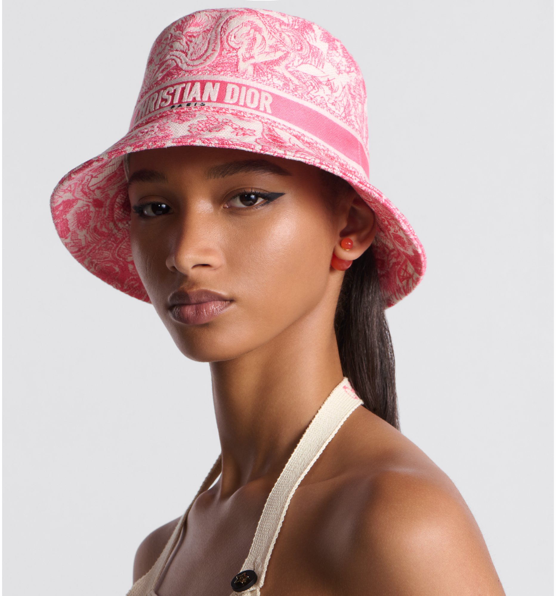 Pink dior bucket hat hot sale