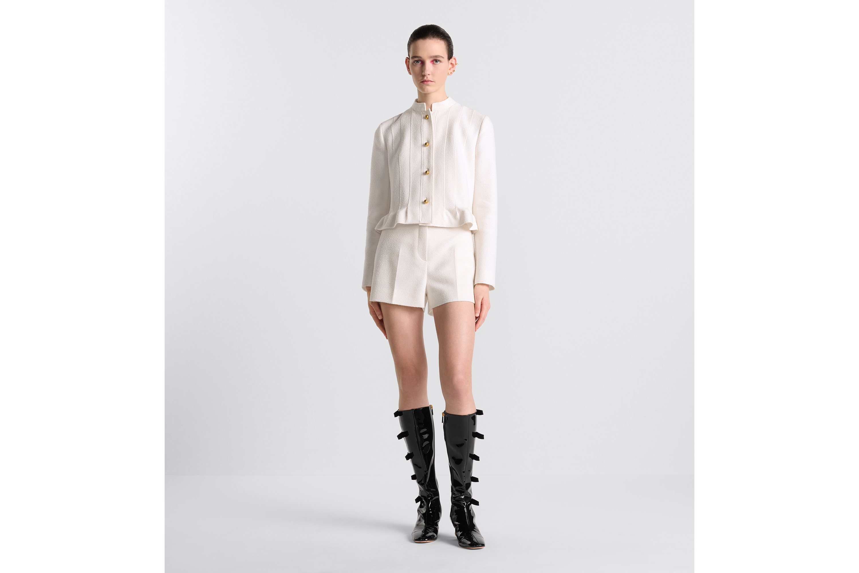 Christian Dior 新品同様2025 ペプラムジャケット セットアップ DIOR | ペプラムジャケット バージンウール & コットン ブレンド ブークレ