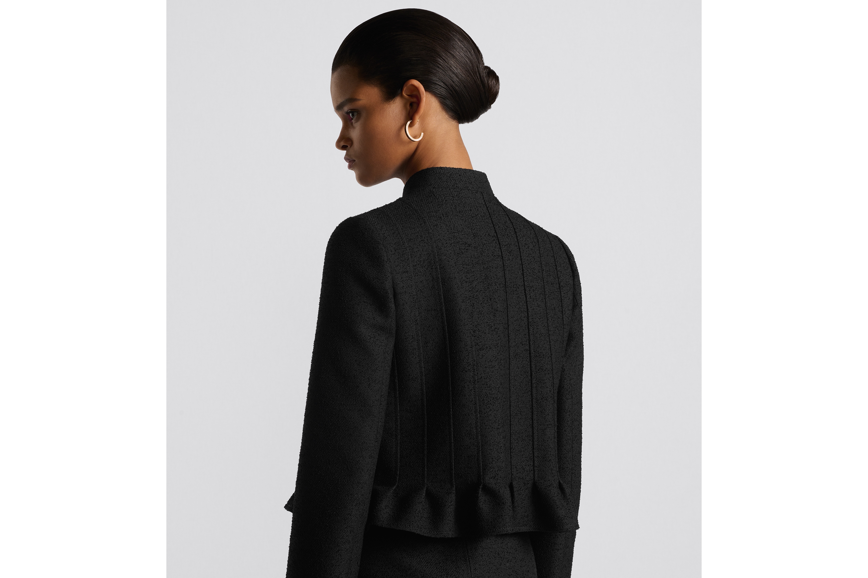 ペプラムジャケット バージンウール & コットン ブレンド ブークレ E06