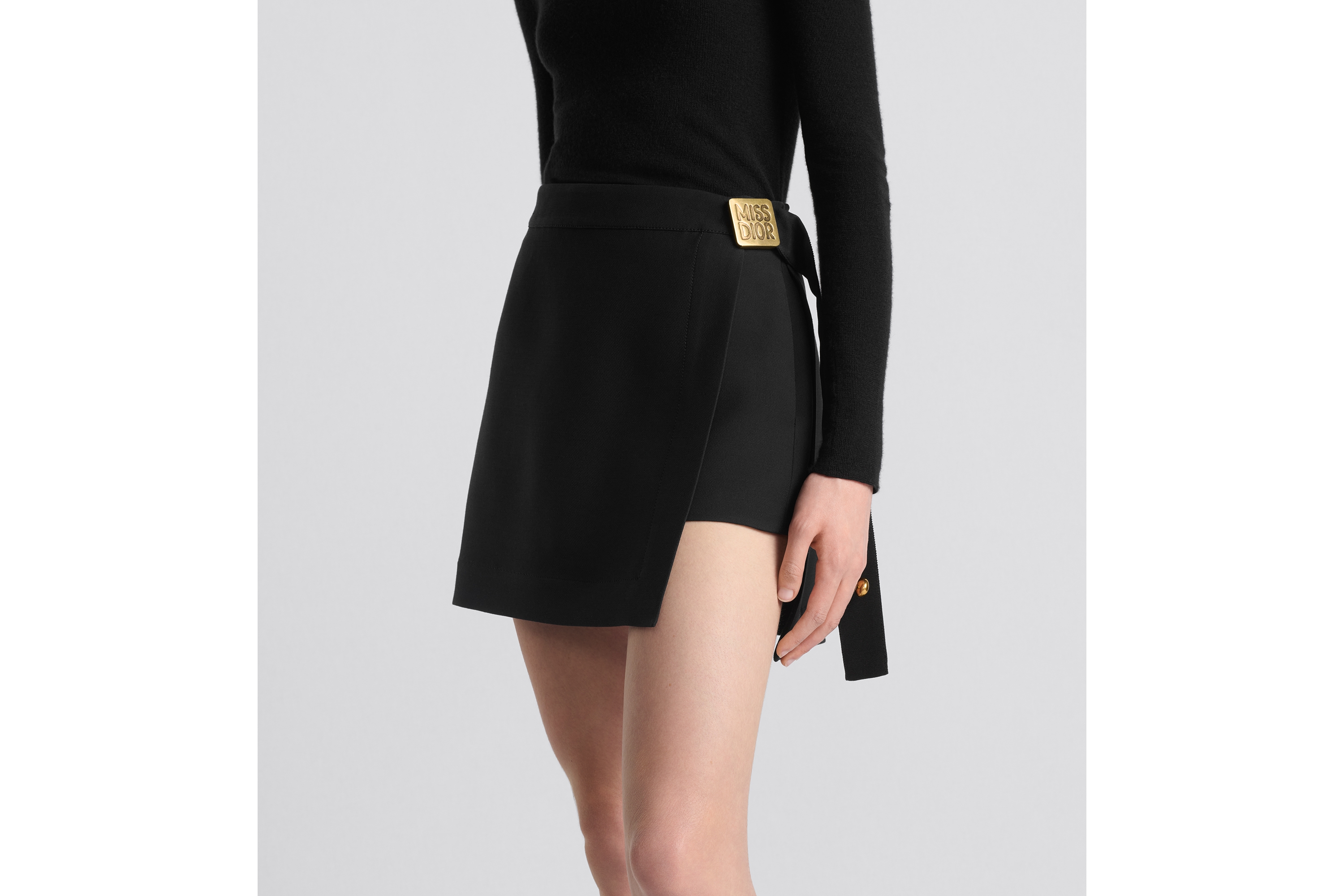 Falda pantalón Lana y seda negras E13