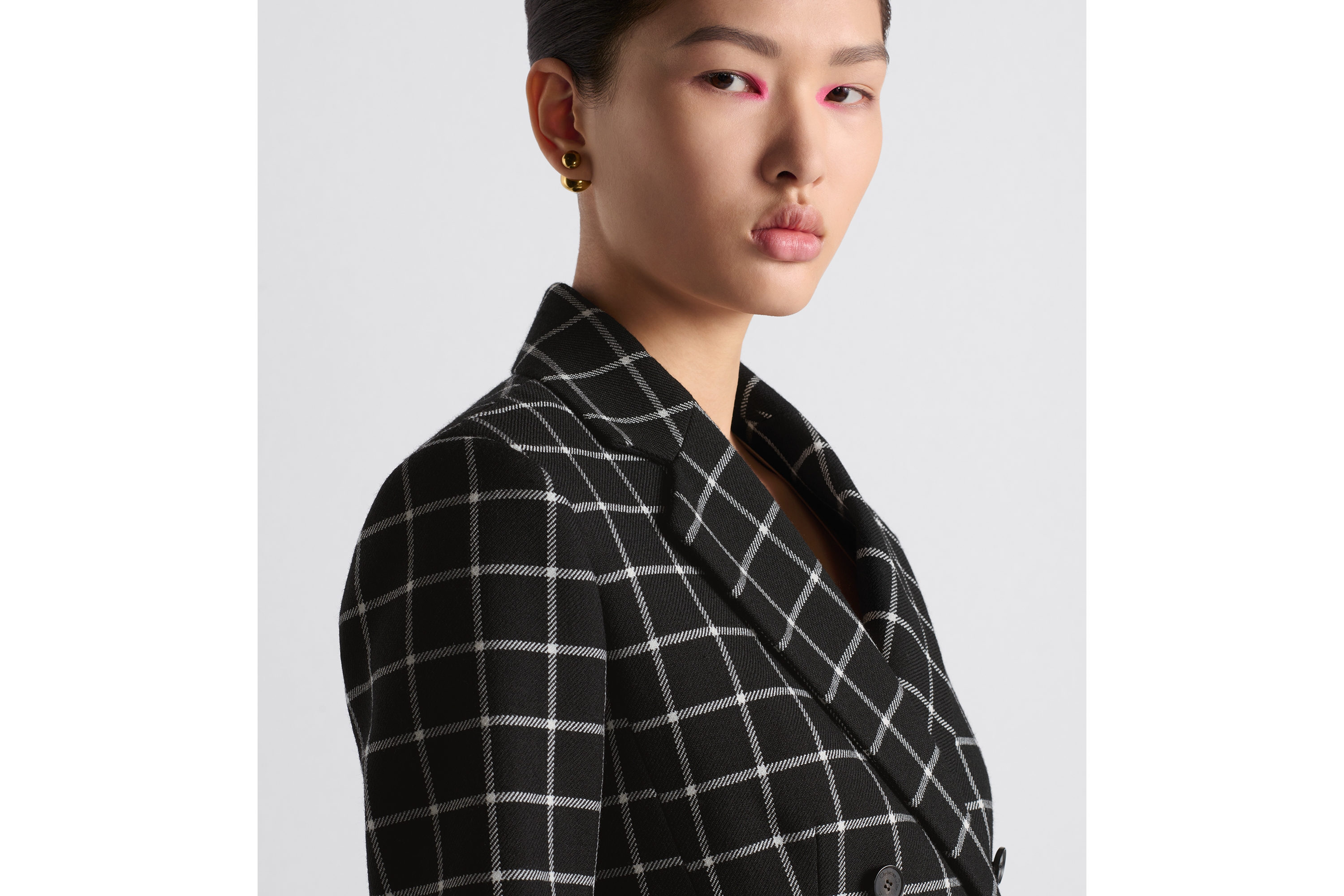 Taillierte Jacke Check&amp;#39;n&amp;#39;Dior Schurwolle in Schwarz und Weiß | DIOR