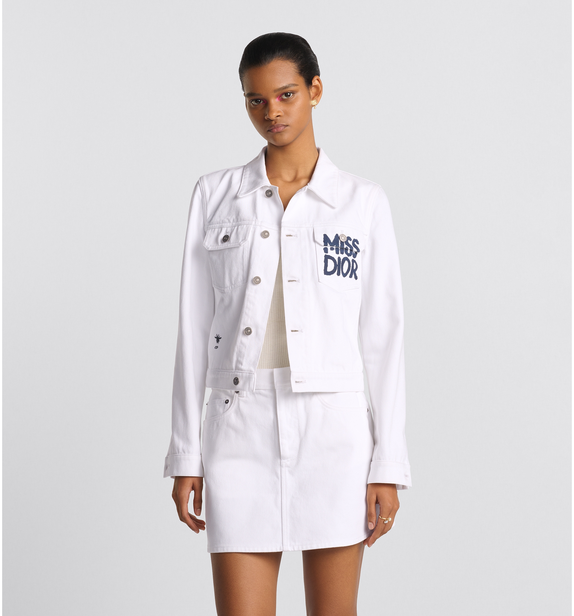 Veste Denim de coton blanc a motif Miss Dior Graffiti bleu DIOR