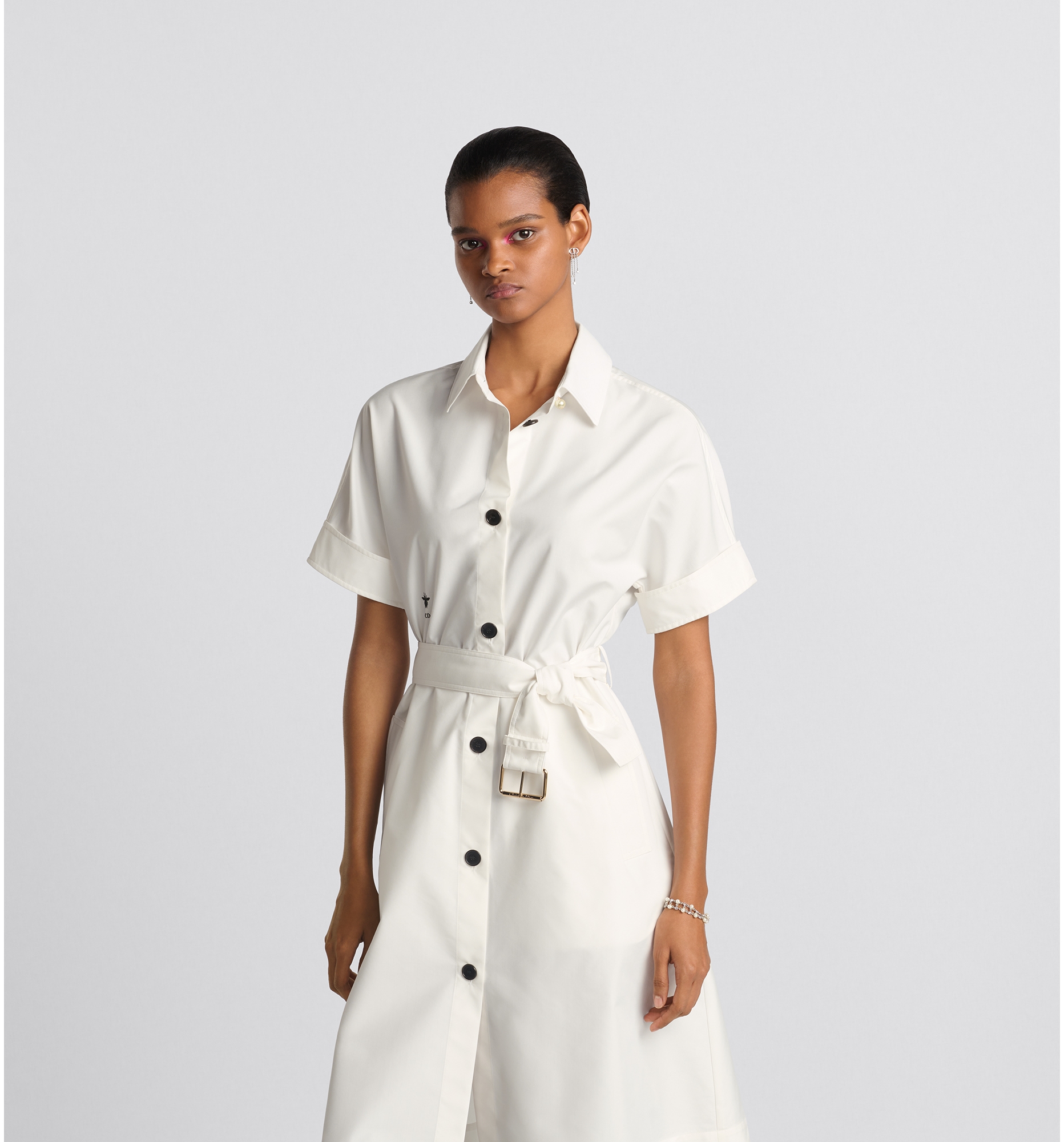 Robe chemise blanche ceinturée top