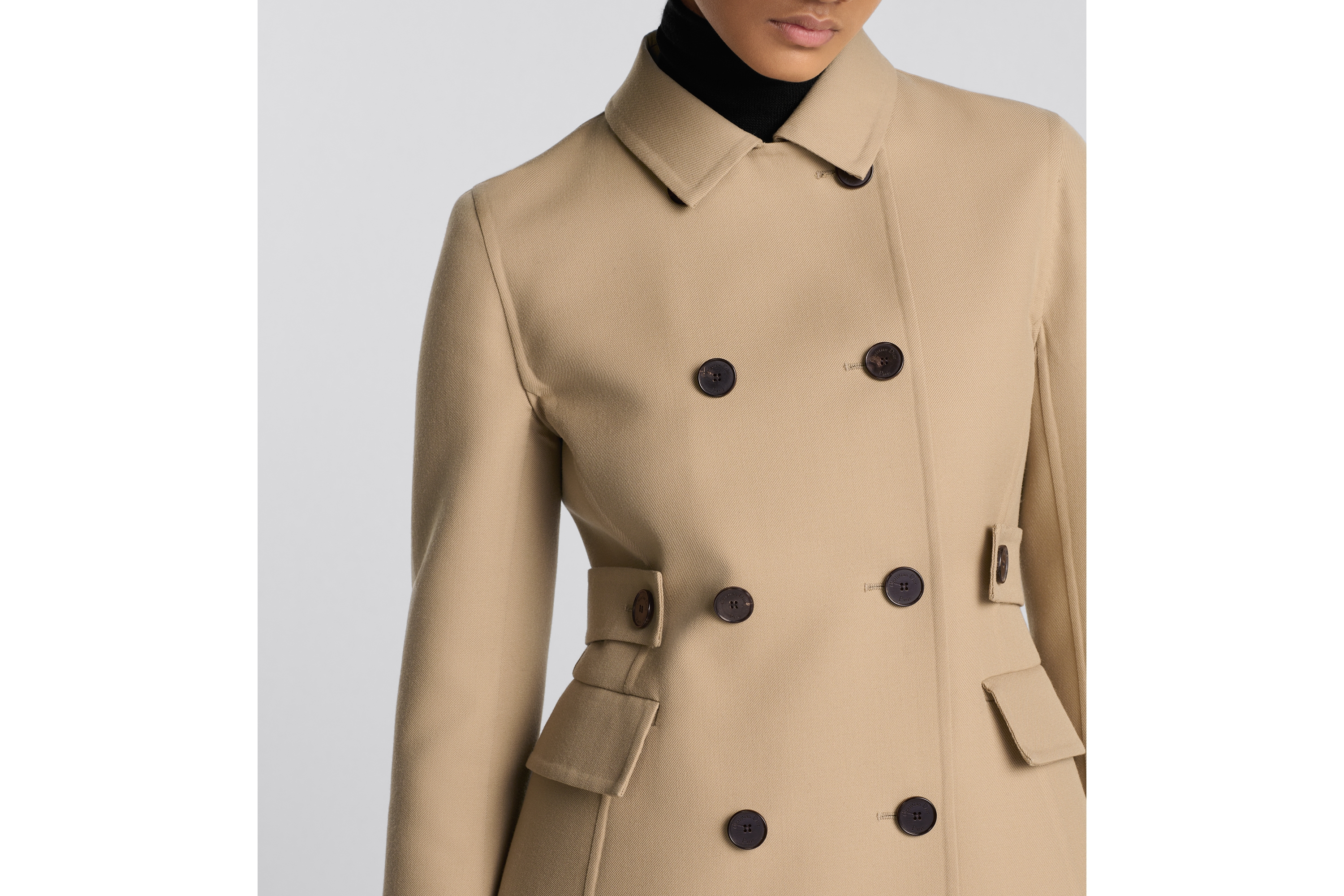 look_image_alt_prefix Getailleerd jasje Beige scheerwol en gabardine van zijde E12