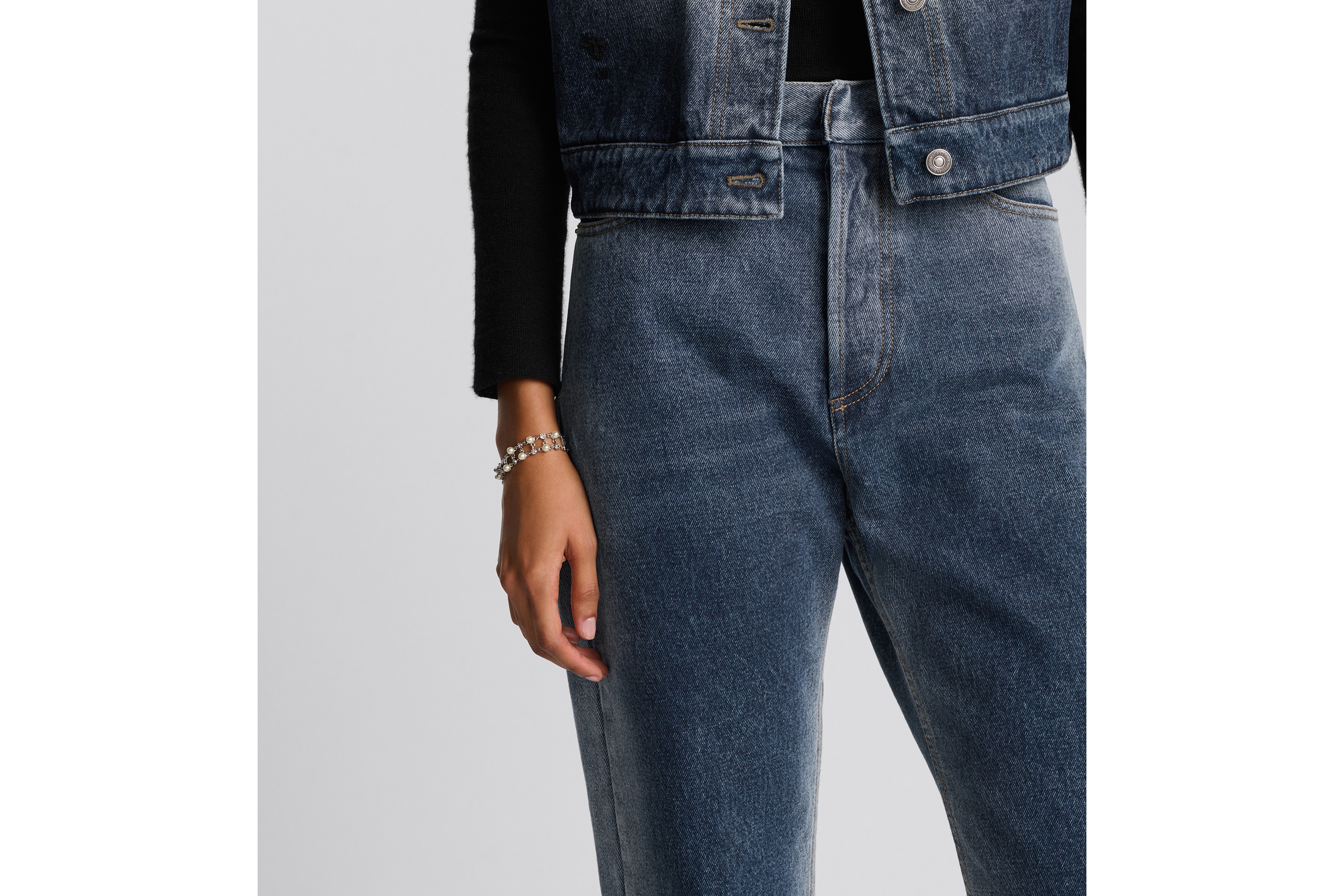 Look Boyfriend Jeans Blue Stonewashed Cotton Denim with Dior Oblique Interior E13