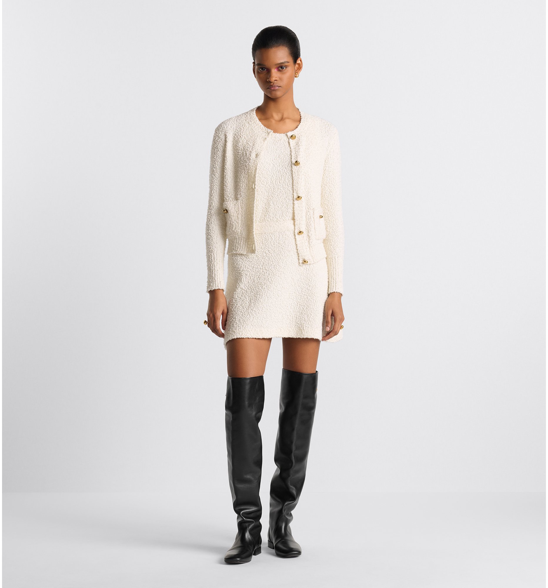 Minigonna svasata Maglia di misto lana e cotone ecru DIOR