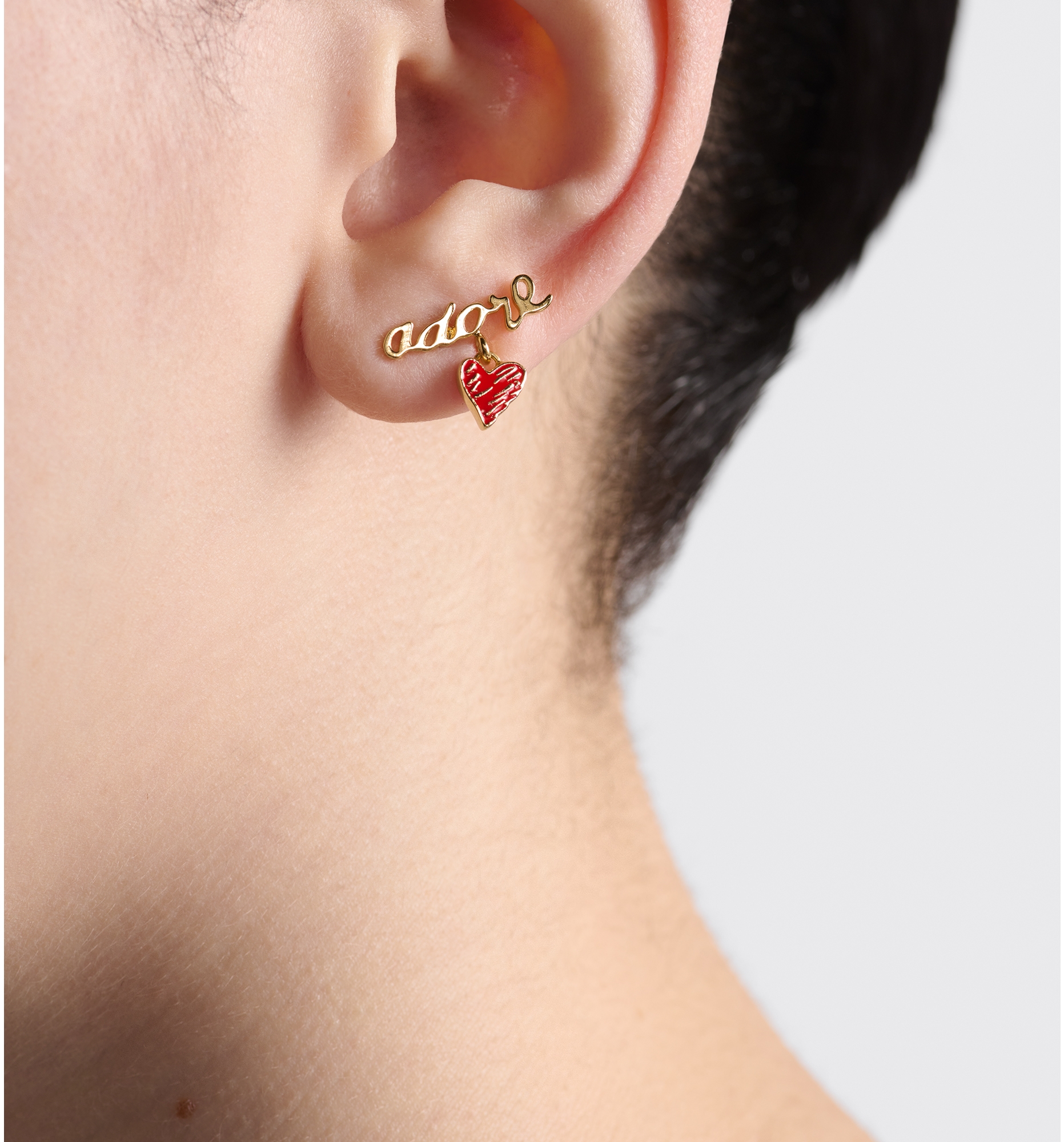 Dior red heart earrings cheap