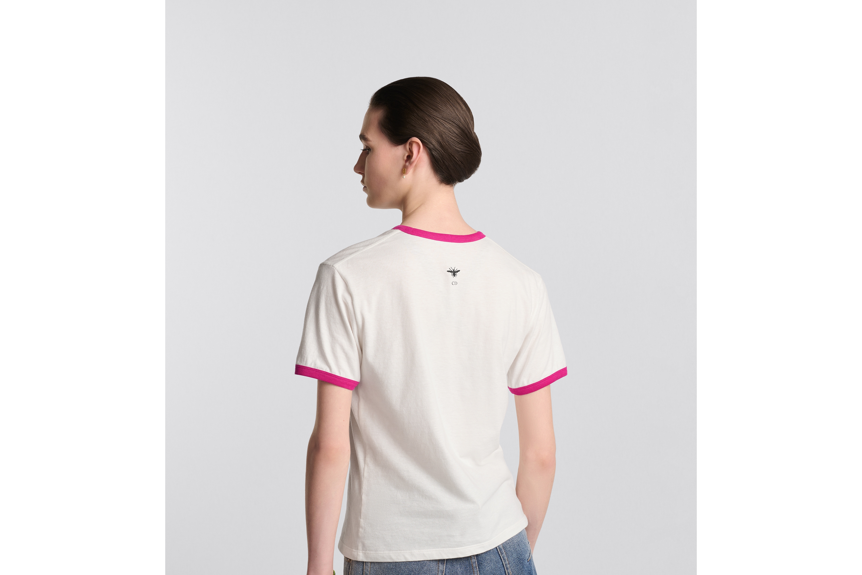 Dior 2026 Painted Rose T-shirt White Pink Cotton