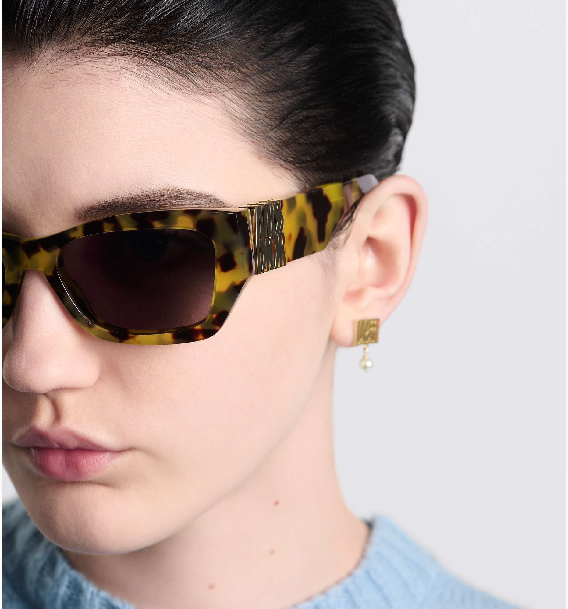 DIOR Missdior S1I Brown And Honey Tortoiseshell Effect Rectangular Sunglasses Women