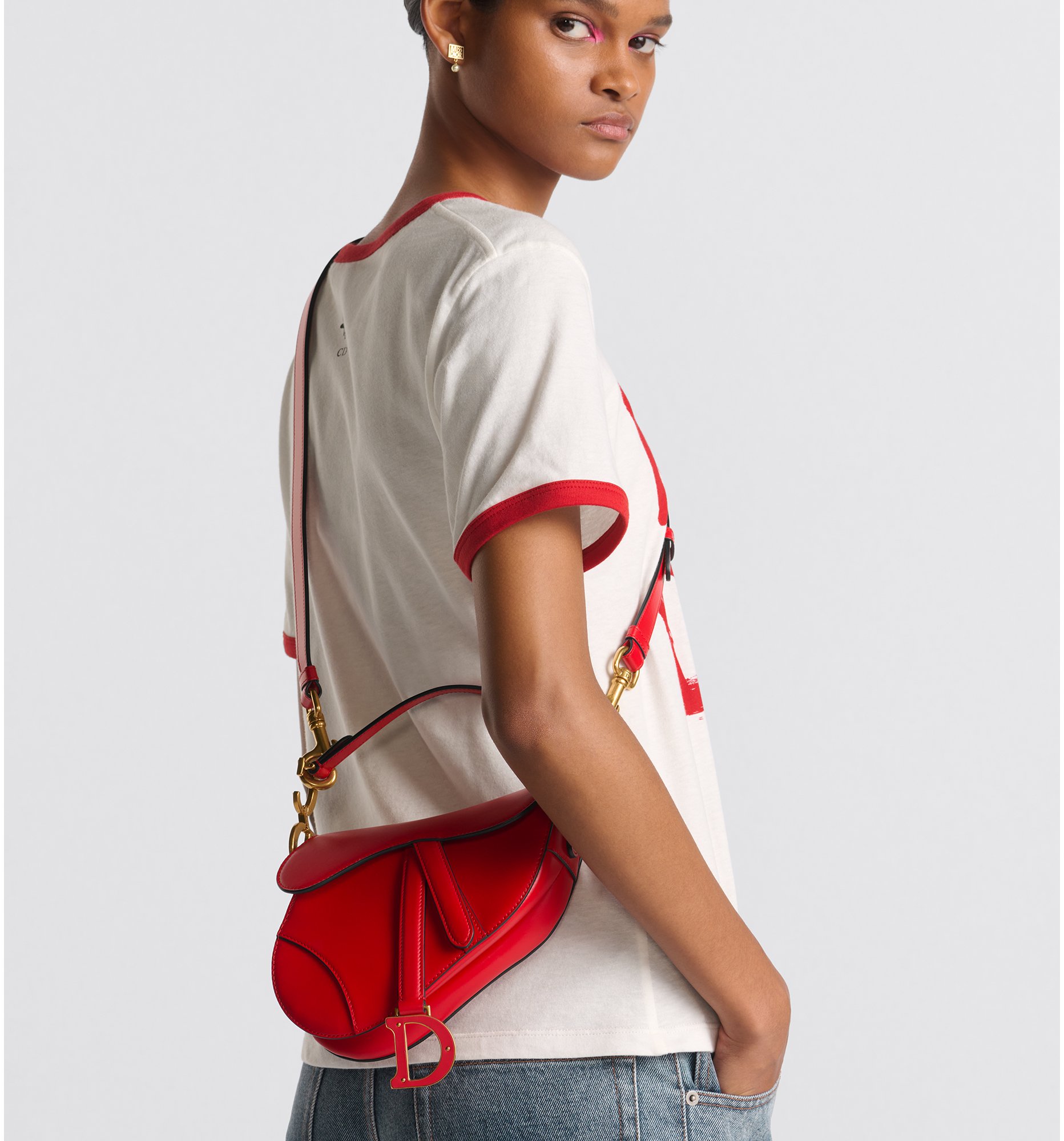 Dior mini saddle bag red new arrivals