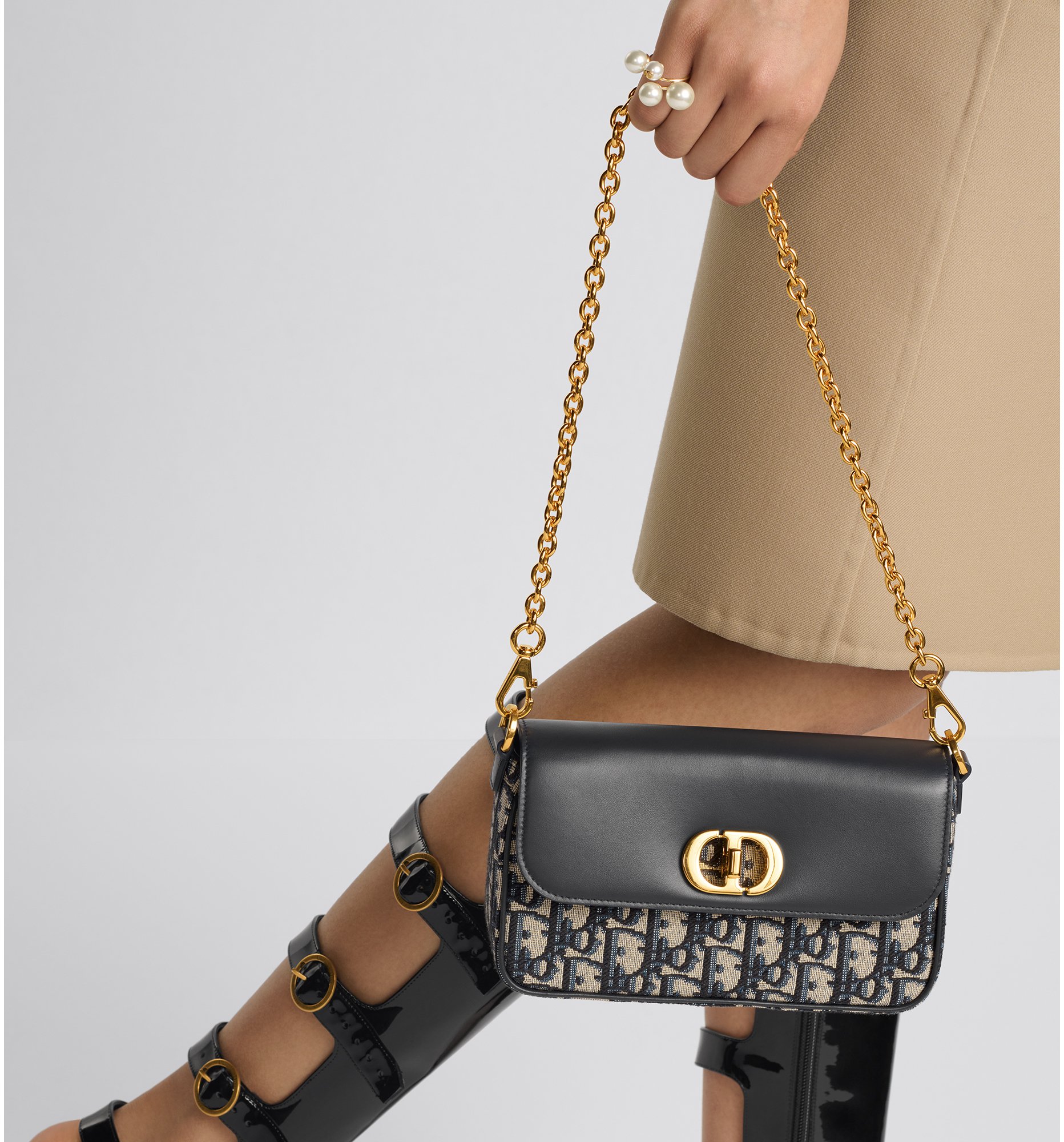 30 Montaigne Avenue East-West Double Carry Mini Bag Blue Dior Oblique  Jacquard and Smooth Calfskin | DIOR