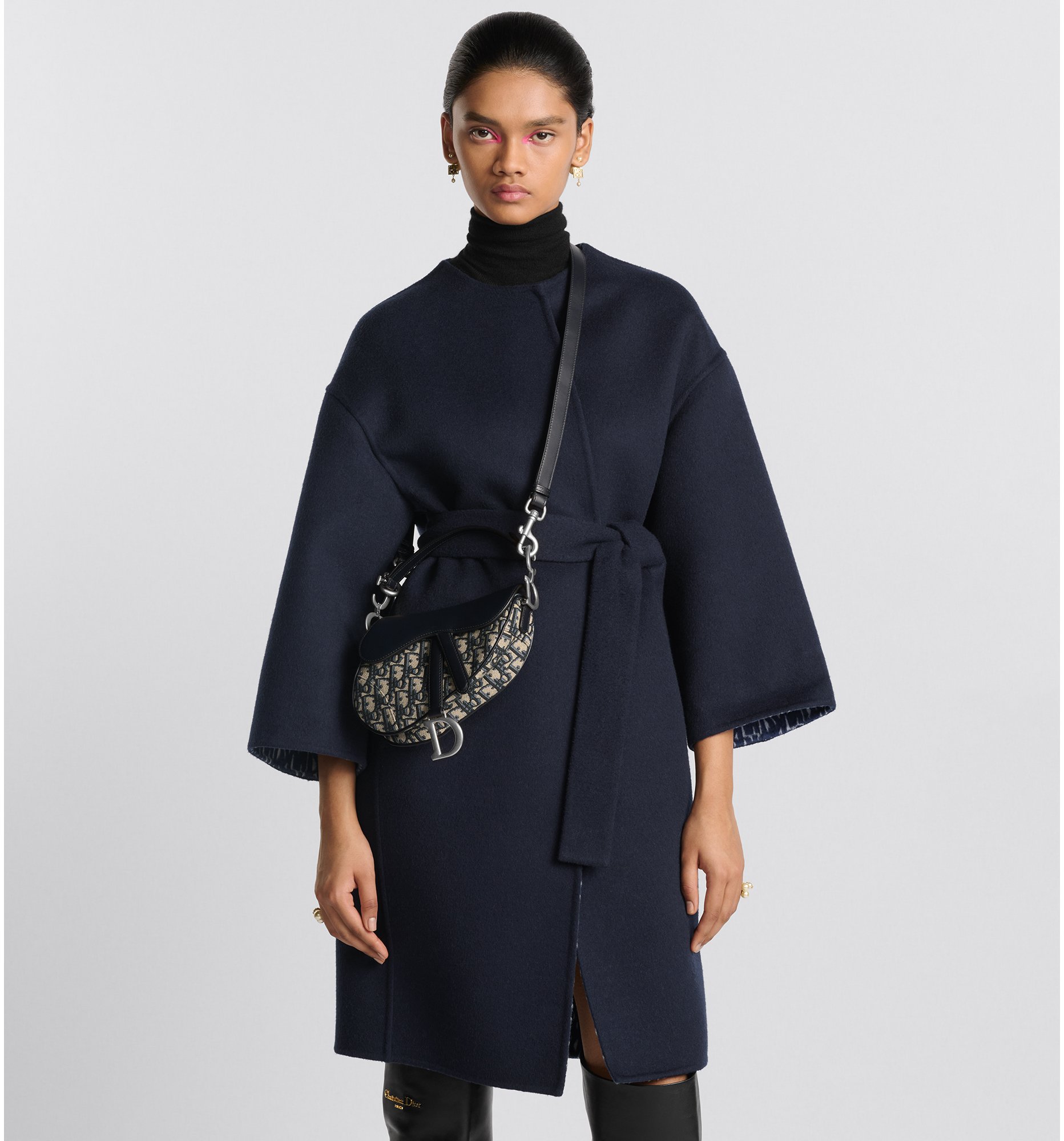 DIOR Mini Saddle Bag With Strap Blue Dior Oblique Jacquard And Smooth Calfskin Women