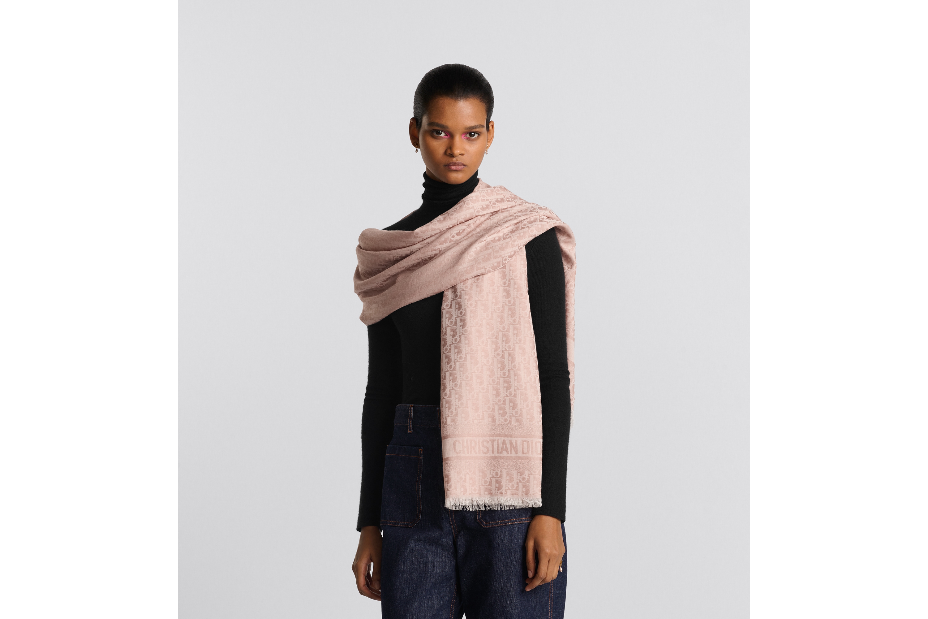 Look Dior Oblique Stole Rose des Vents Cotton, Wool and Silk E05