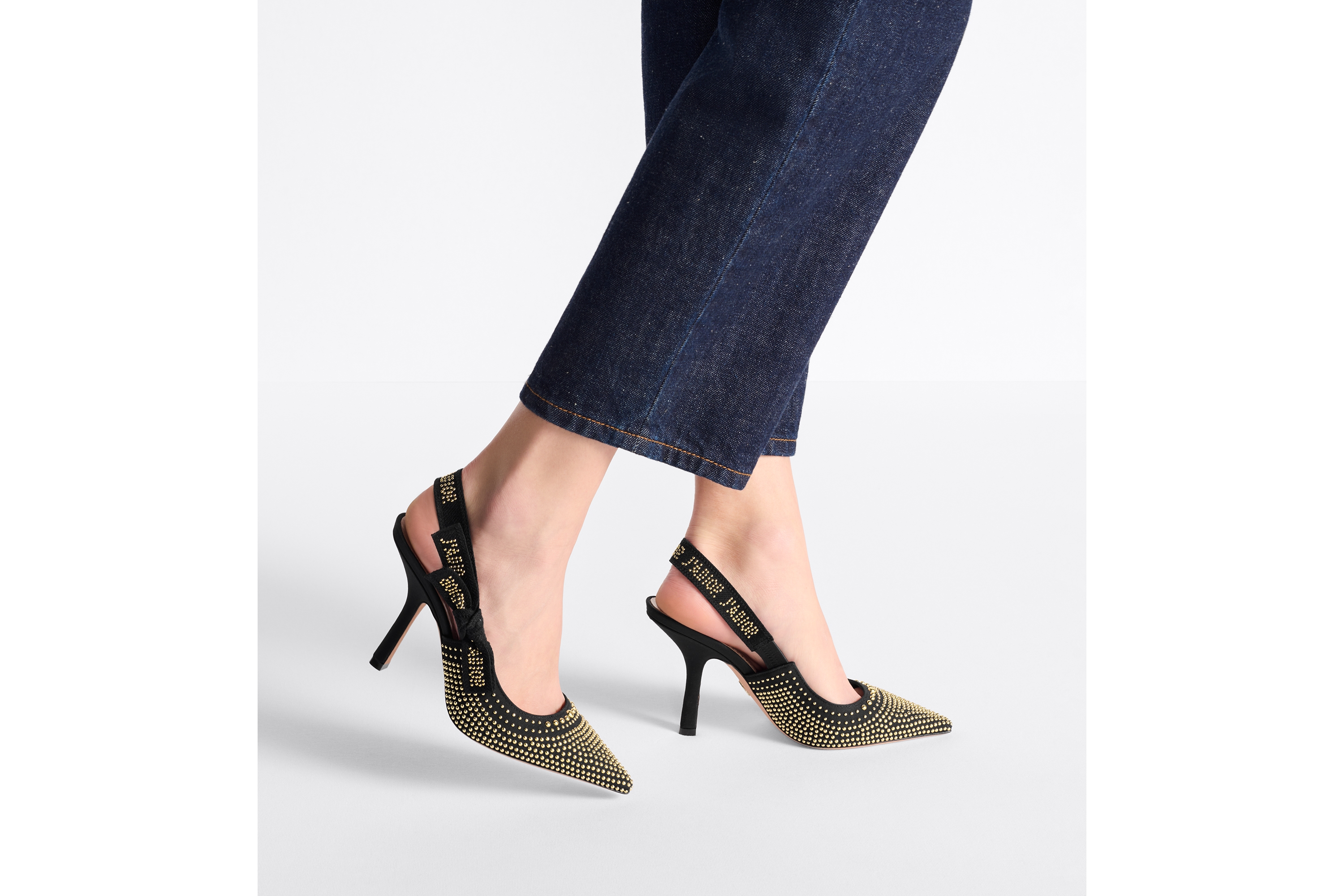J'Adior Slingback Pump Black Grosgrain and Gold-Finish Studs | DIOR
