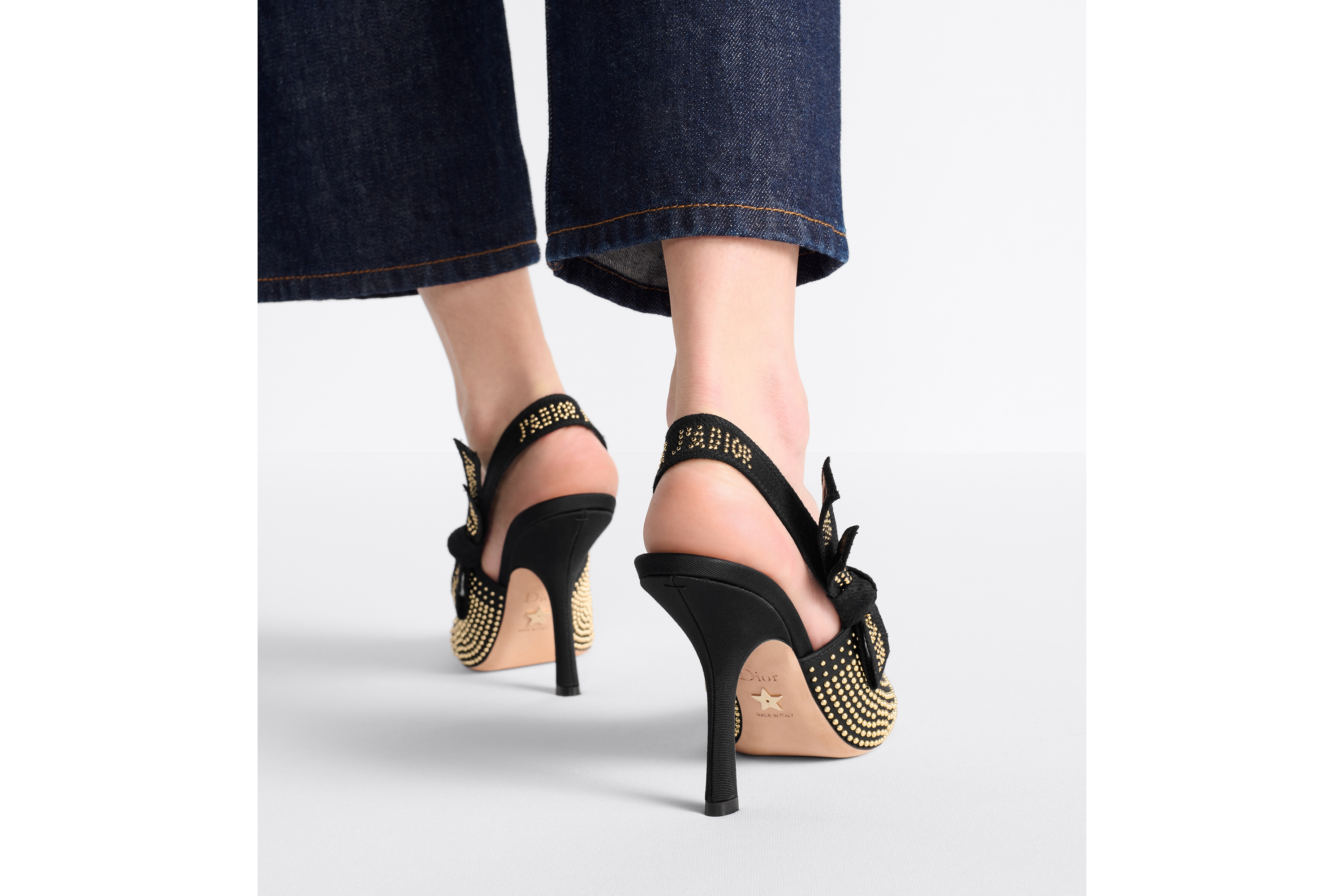 JAdior slingback pump 65 black full diamond crystal and seude main image 1
