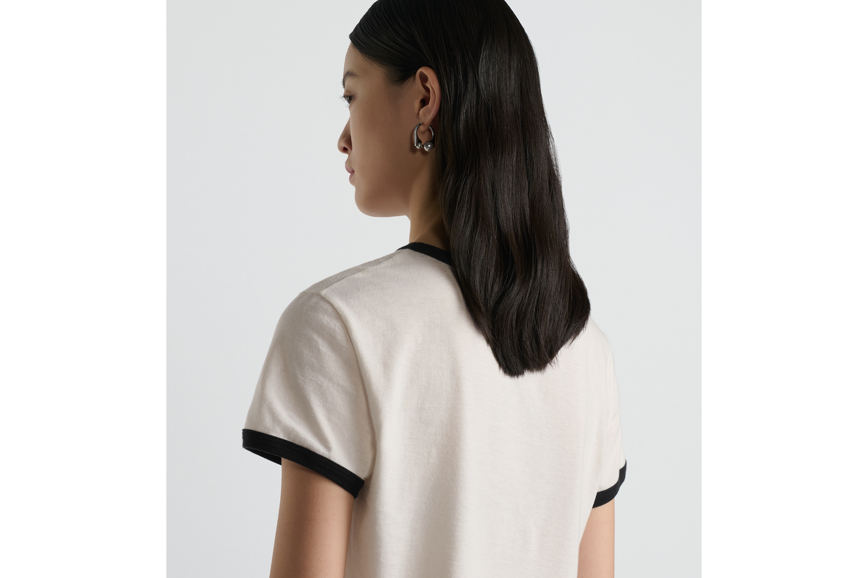Look T-Shirt White and Black Cotton and Linen Jersey E06