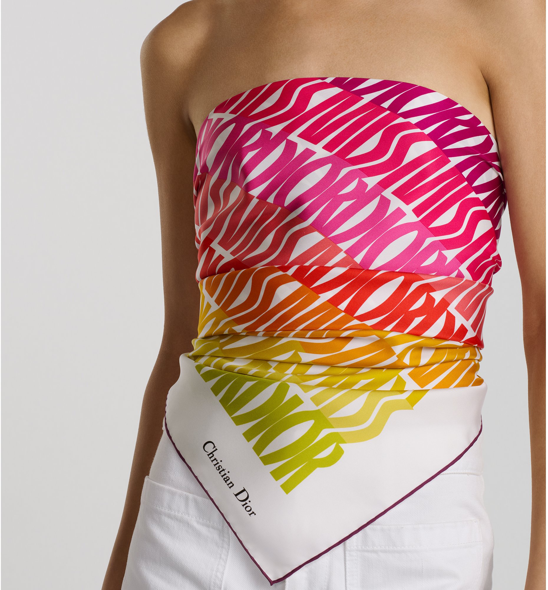 aria_look Miss Dior Allover 90 Square Scarf Worn view cropped