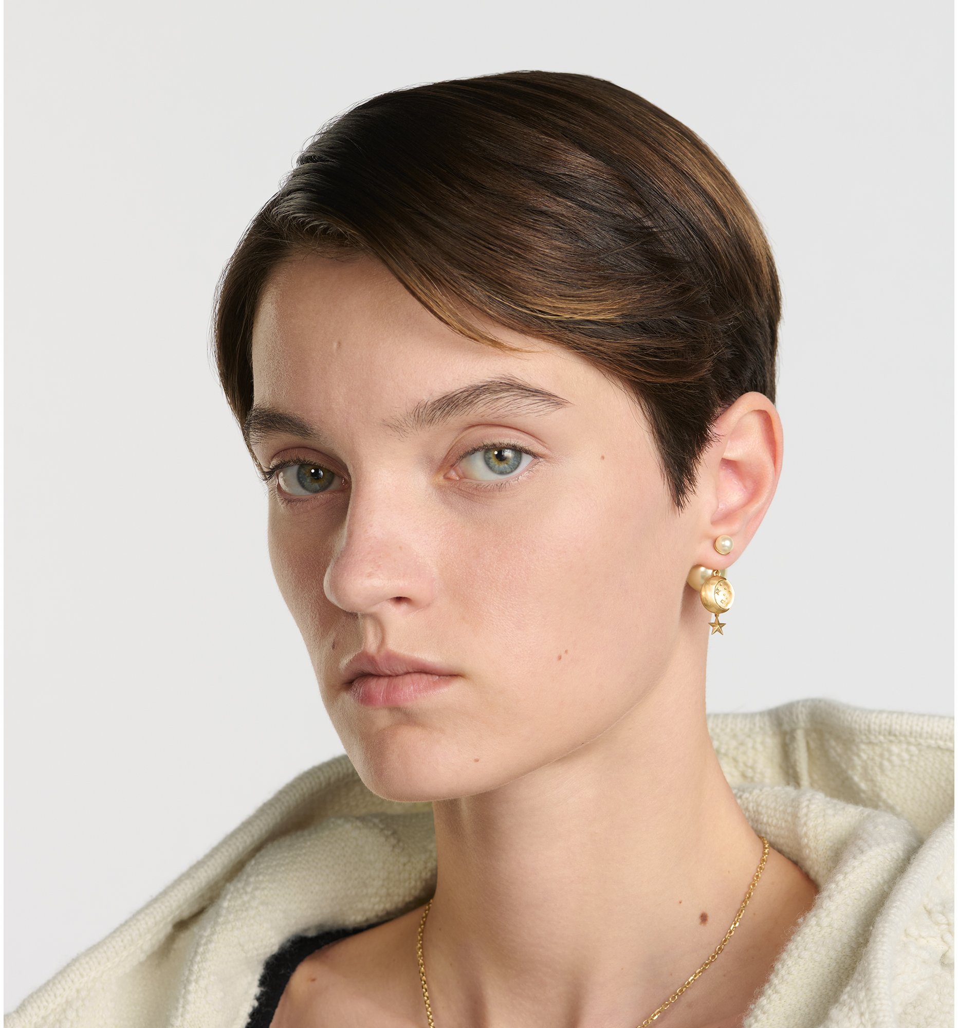 Dior Tribales Earrings Gold-Finish Metal with White Resin