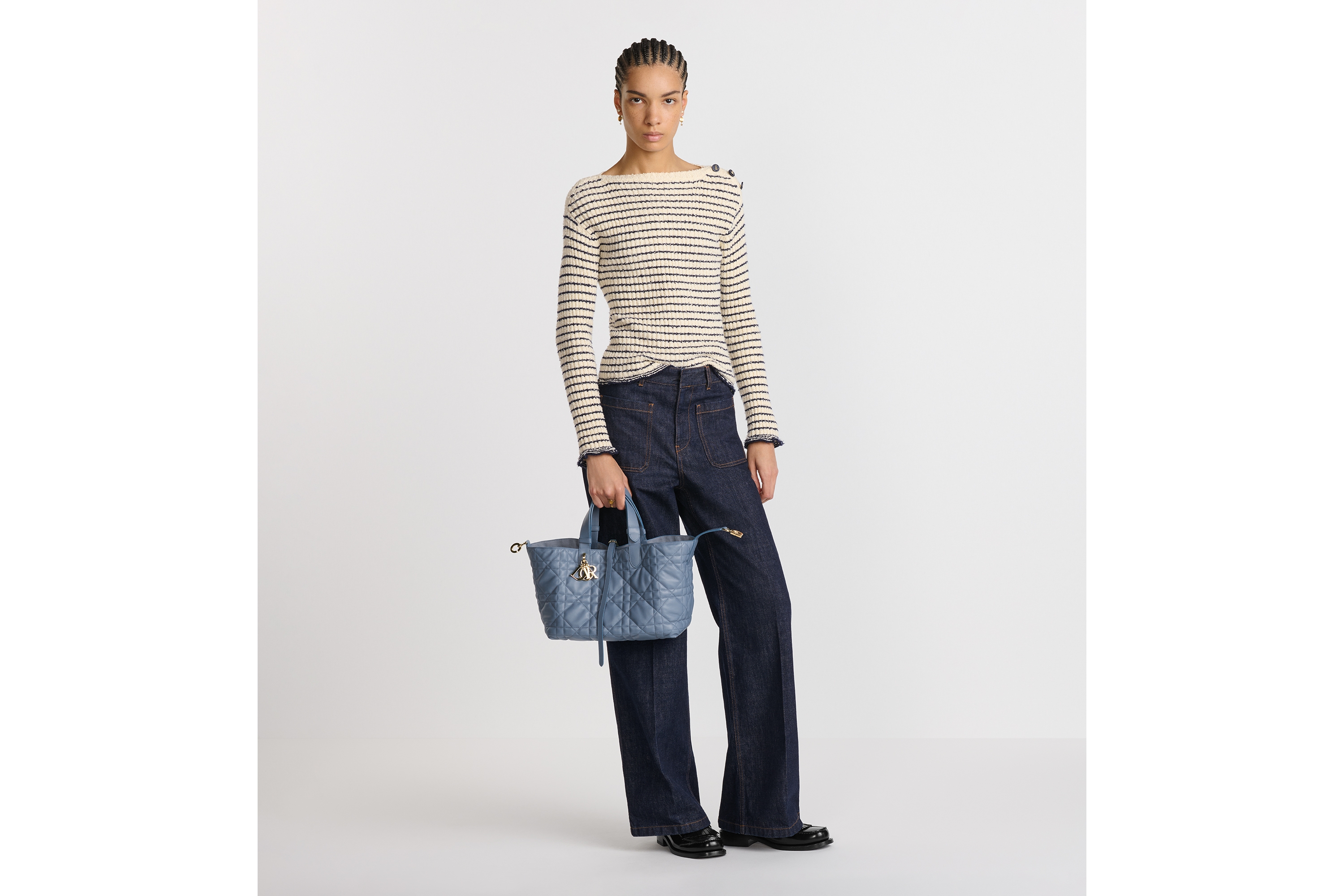 Dior Marinière Sweater Navy Blue and White Ribbed Cotton Knit | DIOR