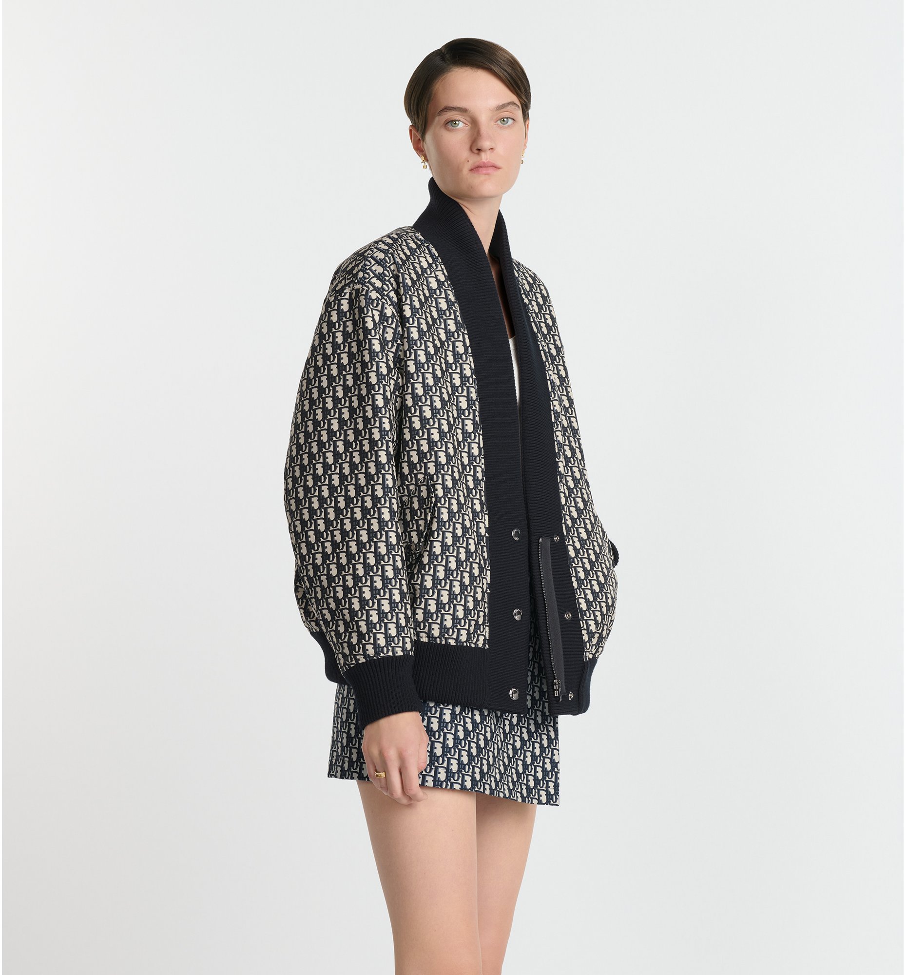aria_look Padded Bomber Jacket Three quarter opened view