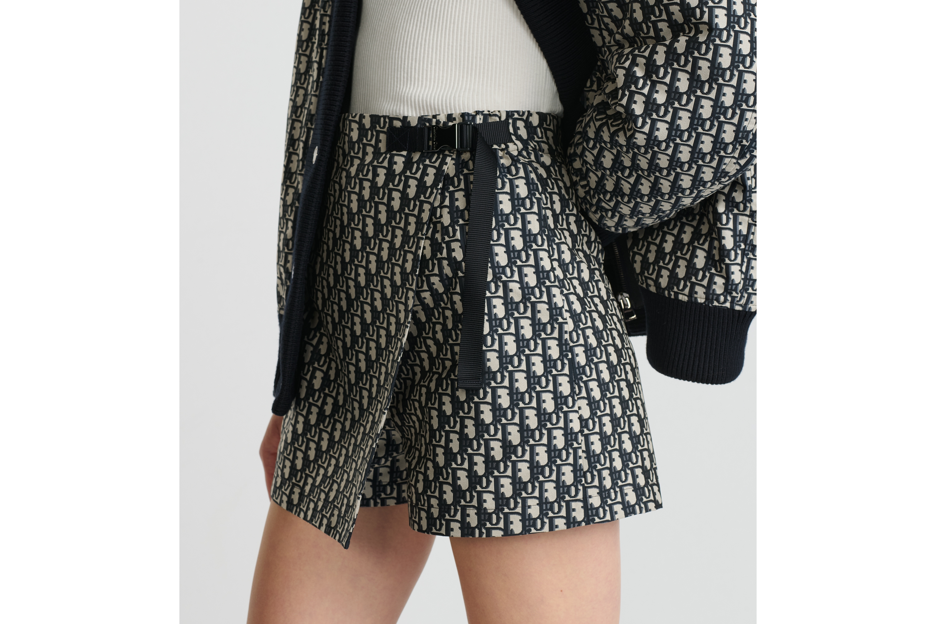 Look Skort Blue Jacquard Technical Taffeta with Dior Oblique Motif E13