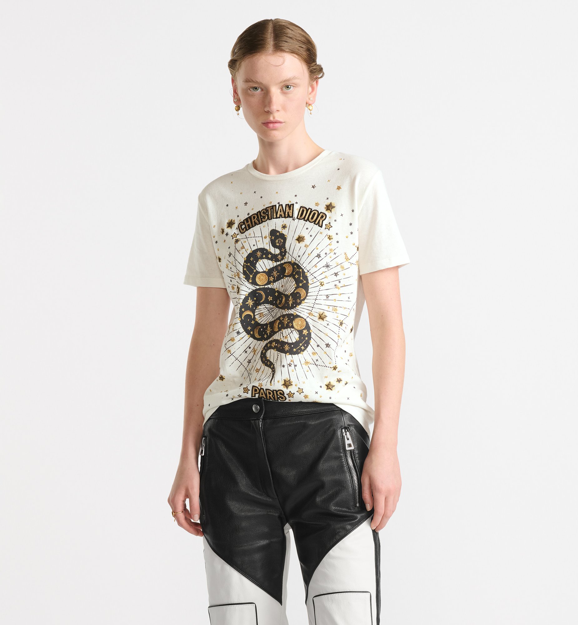 Embroidered T-Shirt White Cotton Jersey with Multicolor Dior Embroidered T-Shirt White Cotton Jersey with Multicolor Dior