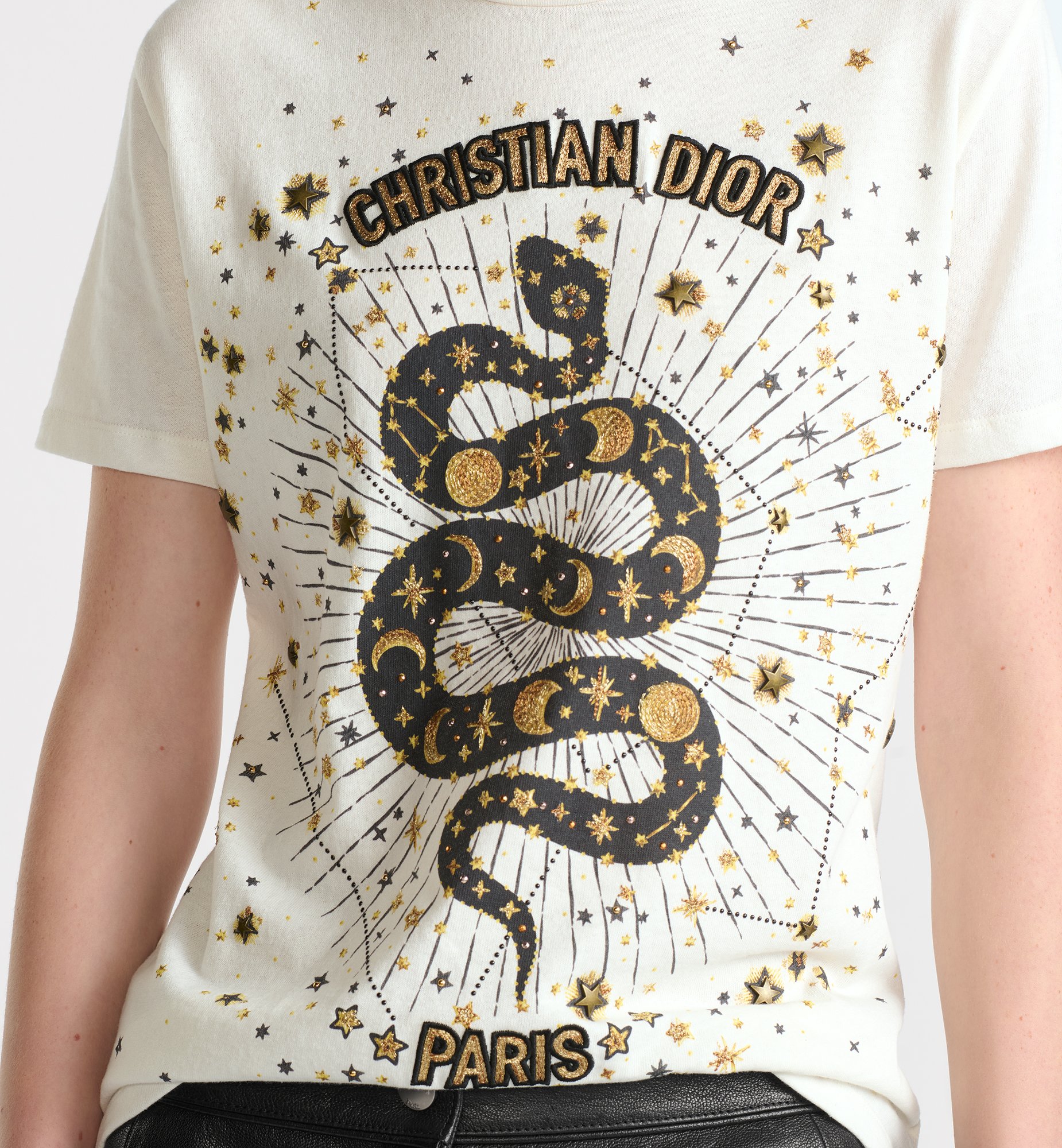 Embroidered T-Shirt White Cotton Jersey with Multicolor Dior Embroidered T-Shirt White Cotton Jersey with Multicolor Dior