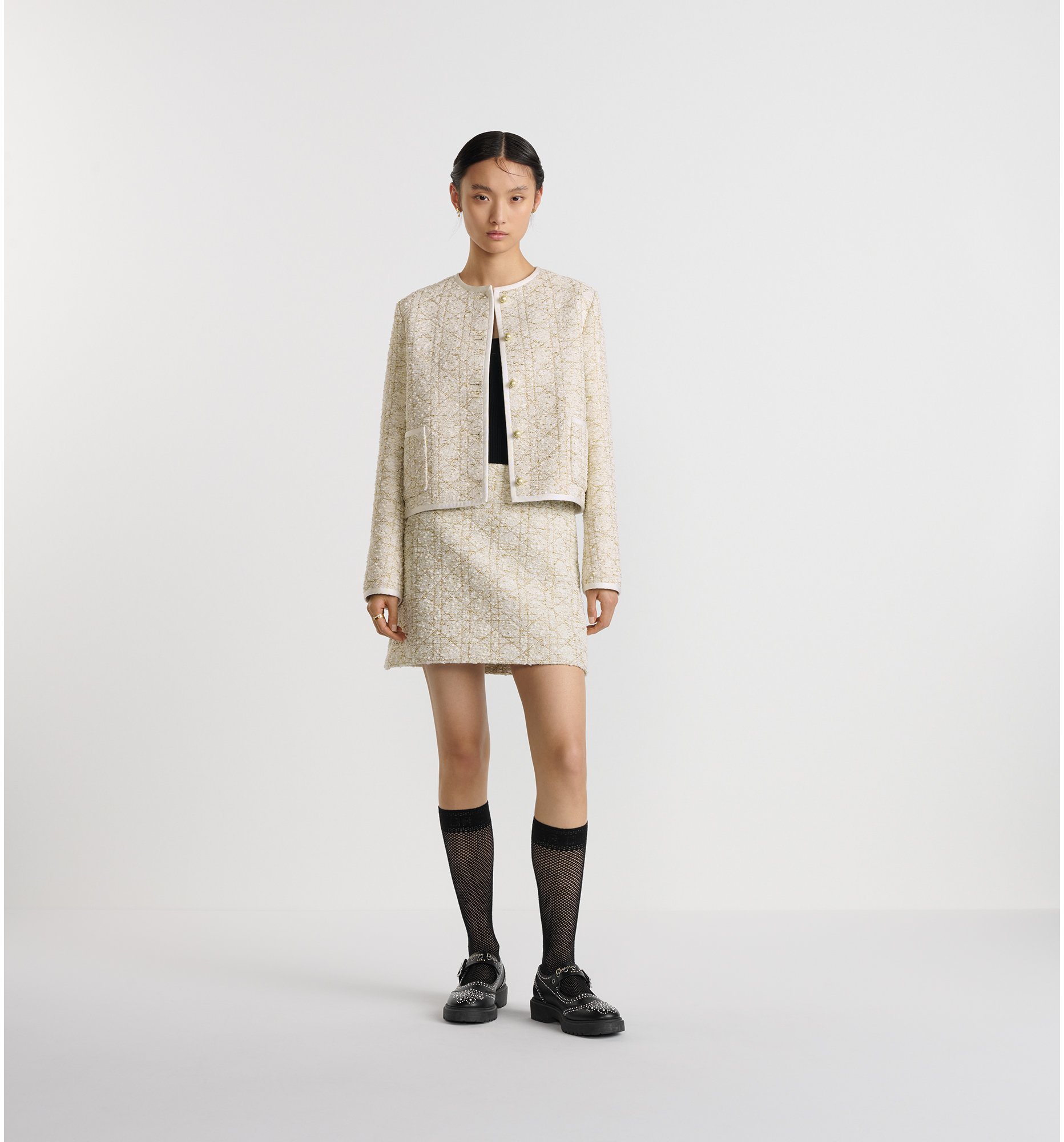 aria_look Dior Or Macrocannage Miniskirt Front view
