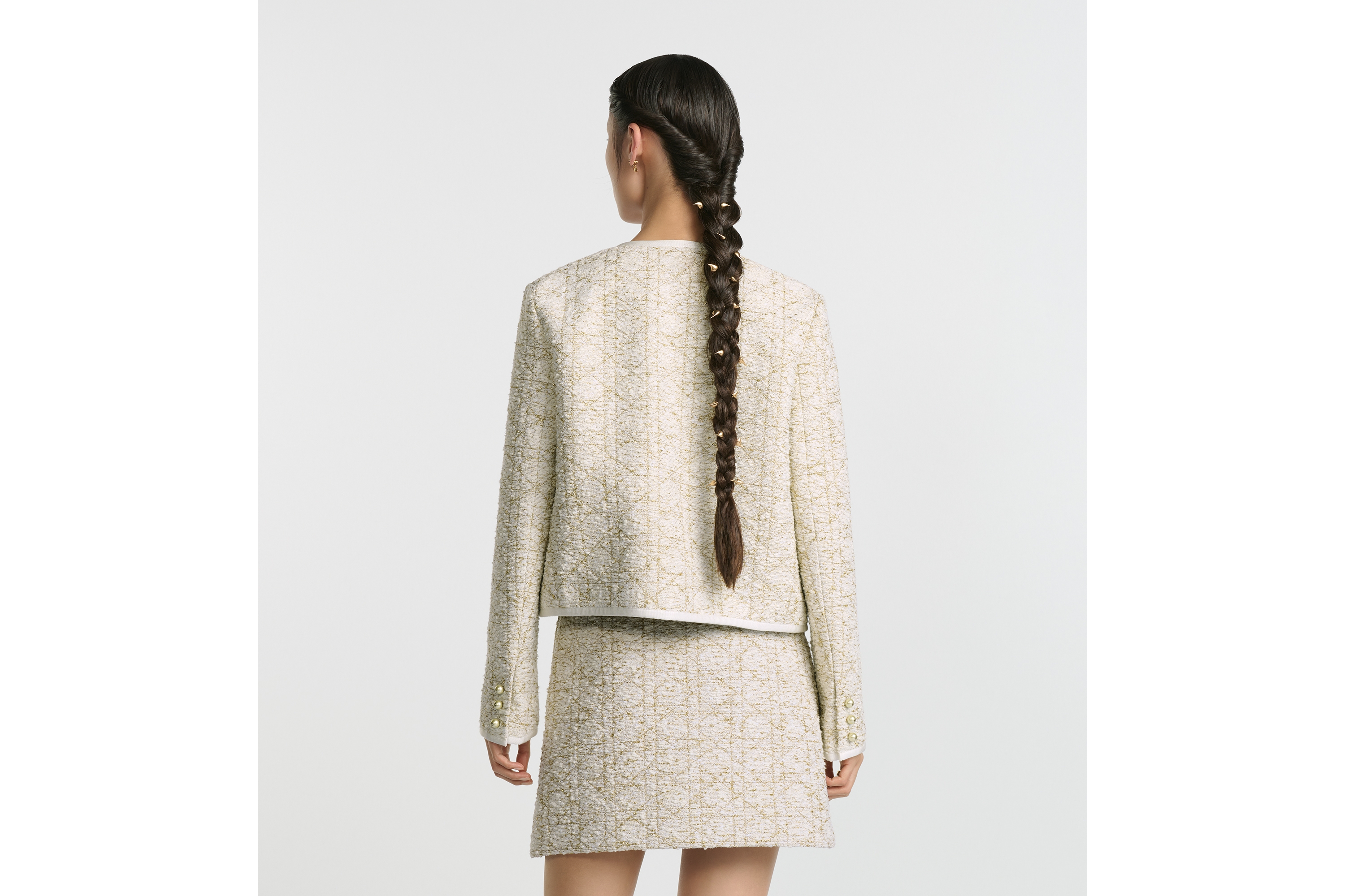 look_image_alt_prefix Chaqueta Dior Or Macrocannage Tweed de mezcla de algodón en blanco y dorado E06