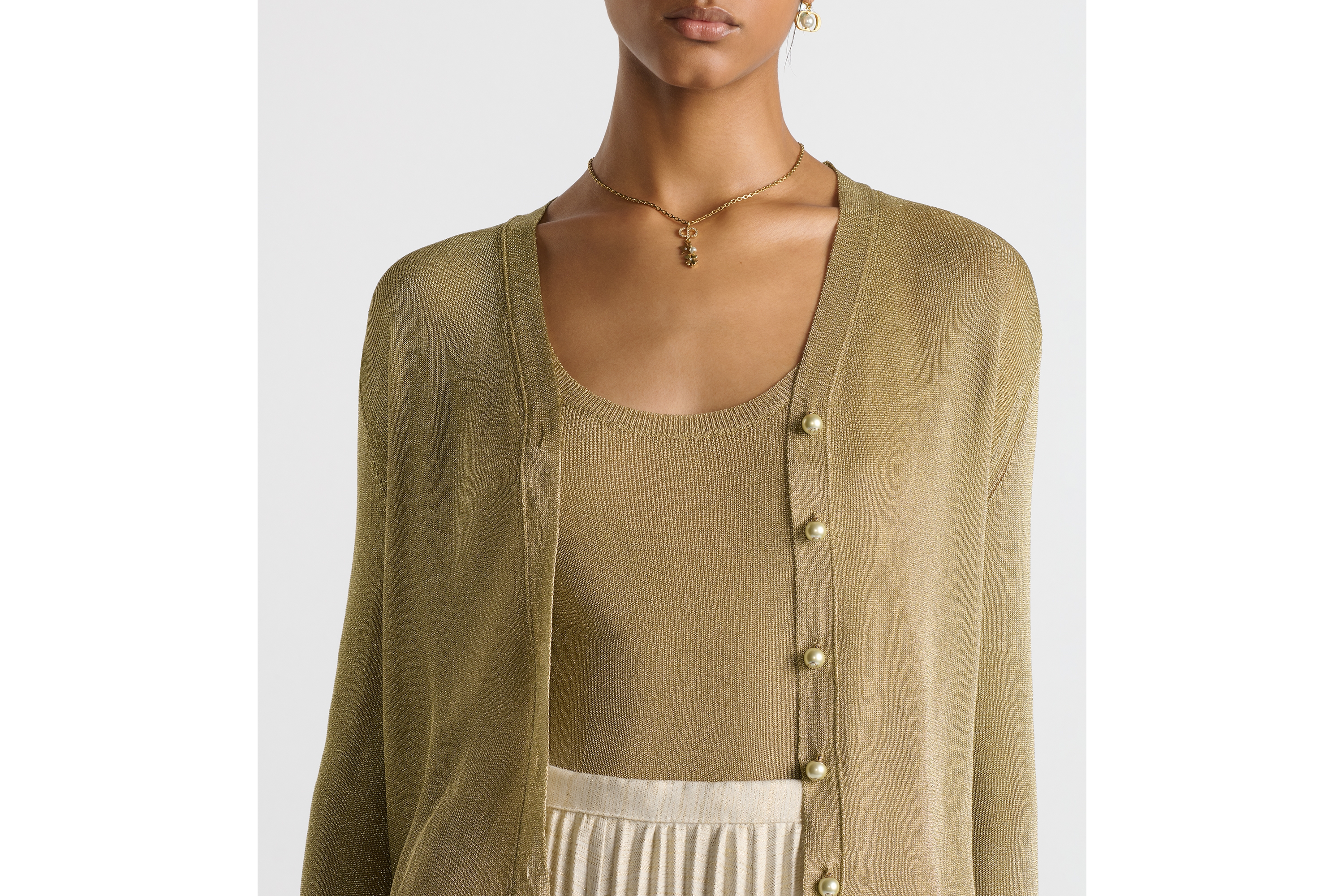Dior Or Twinset Gold-Tone Ribbed Technical Knit E12