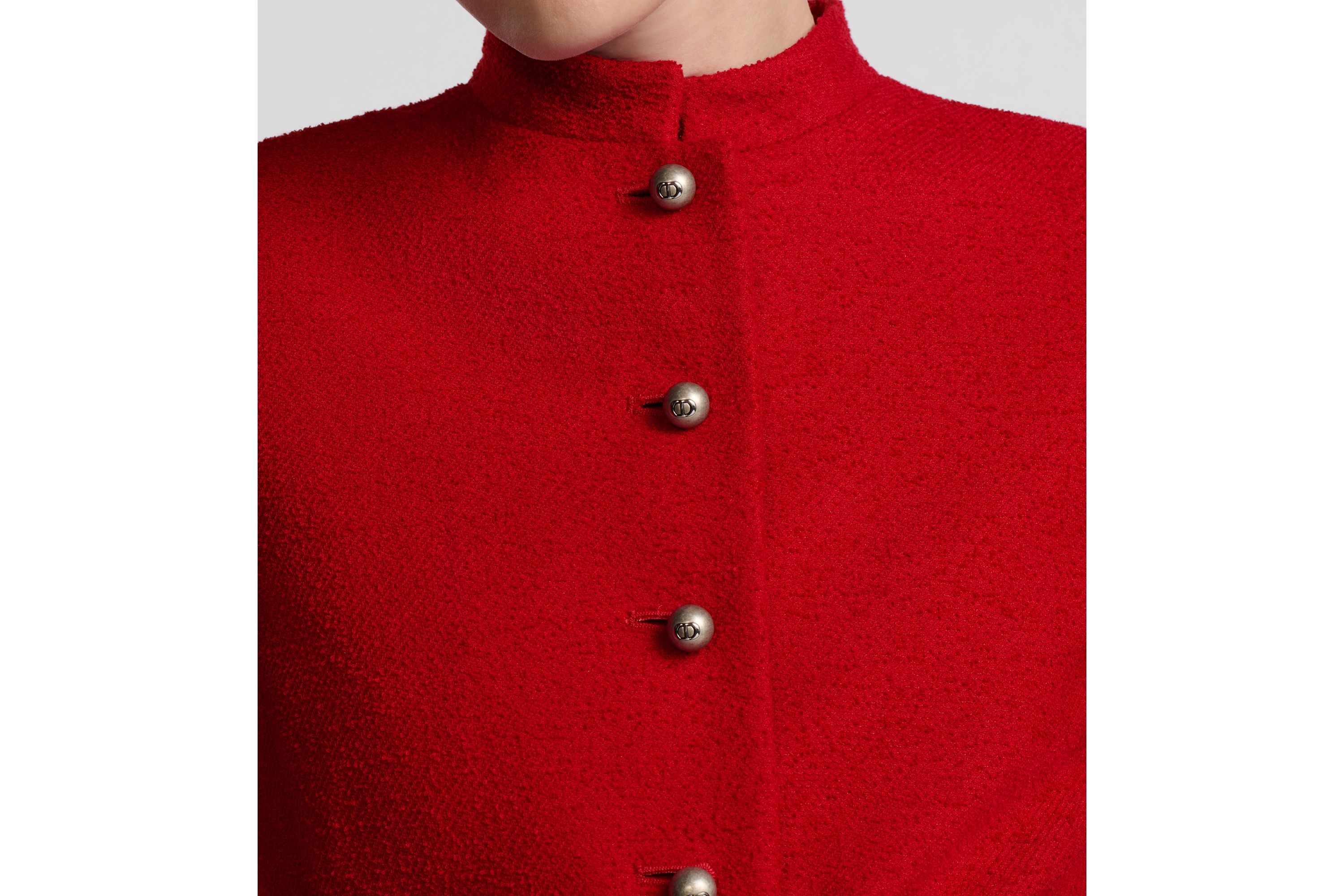 Veste courte Laine vierge et coton bouclette m?�lang?�s rouge vif | DIOR