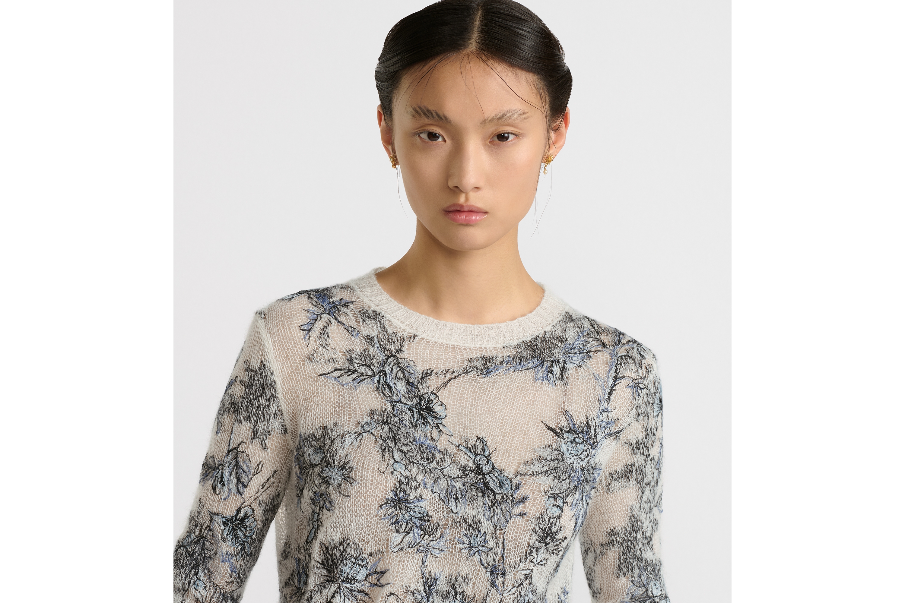Pullover mit Stickerei Kaschmir-, Seiden-, Mohair- und Alpakastrick in ...