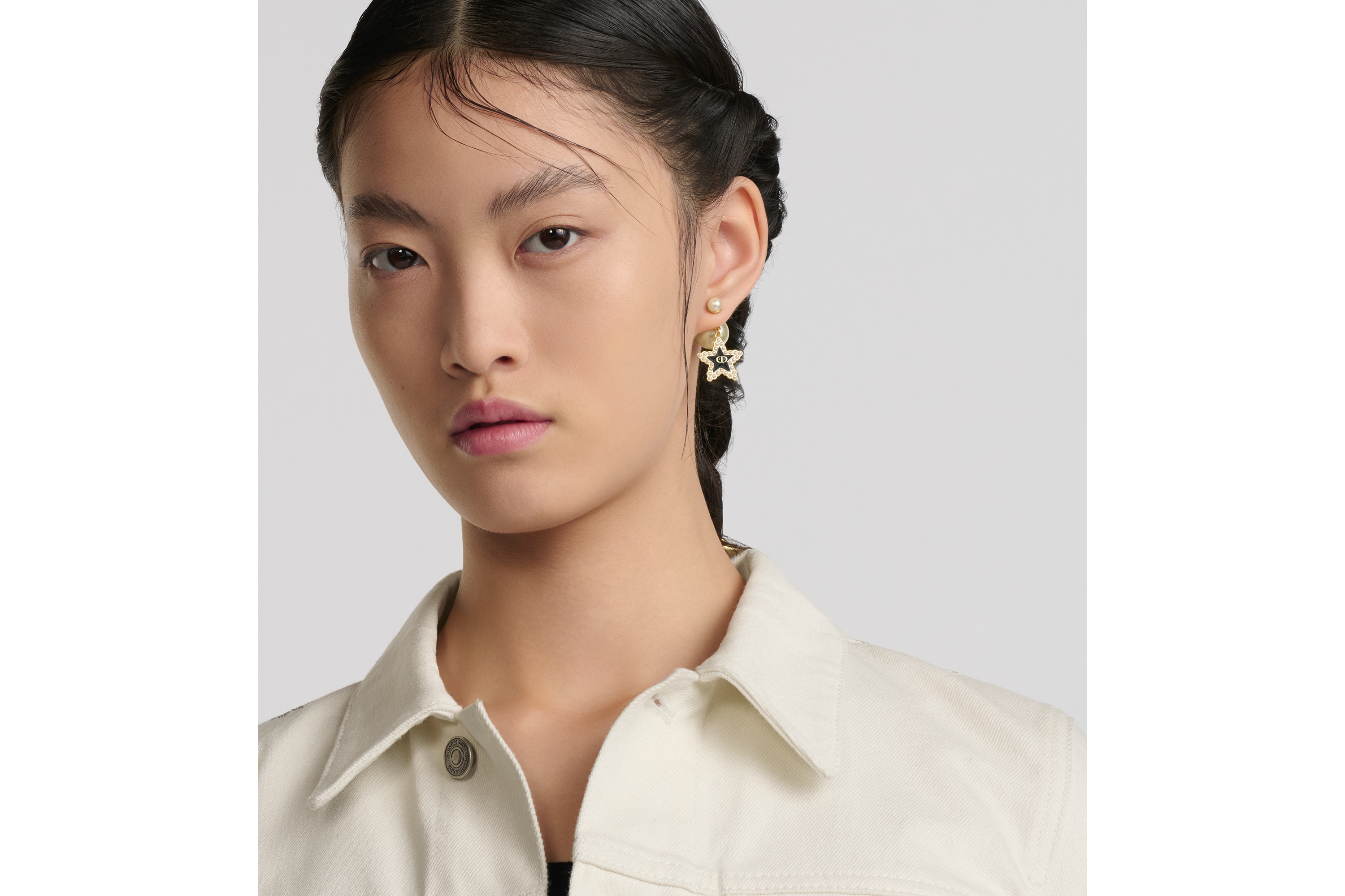 Jacke Baumwolldenim in Ecru mit Dior Around the World Motiv in mehreren ...