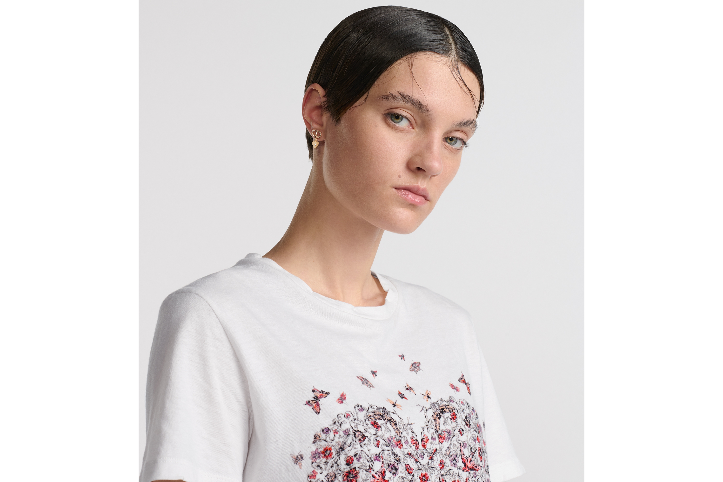 T-shirt pour femme avec imprimé papillon doré - Col rond - Manches courtes - Décontracté - Printemps - Automne - T-shirt basique - Cadeau pour adolescentes - Pull streetwear