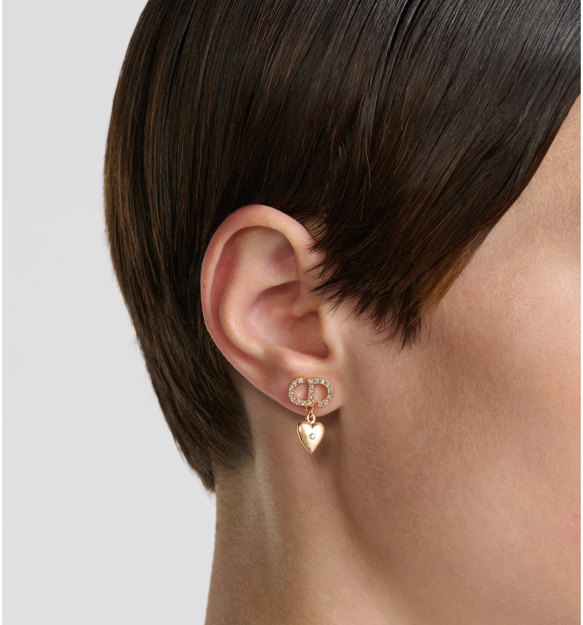 Petit CD Lucky Charms Earrings Gold-Finish Metal with a White Resin Pearl  and Silver-Tone Crystals | DIOR